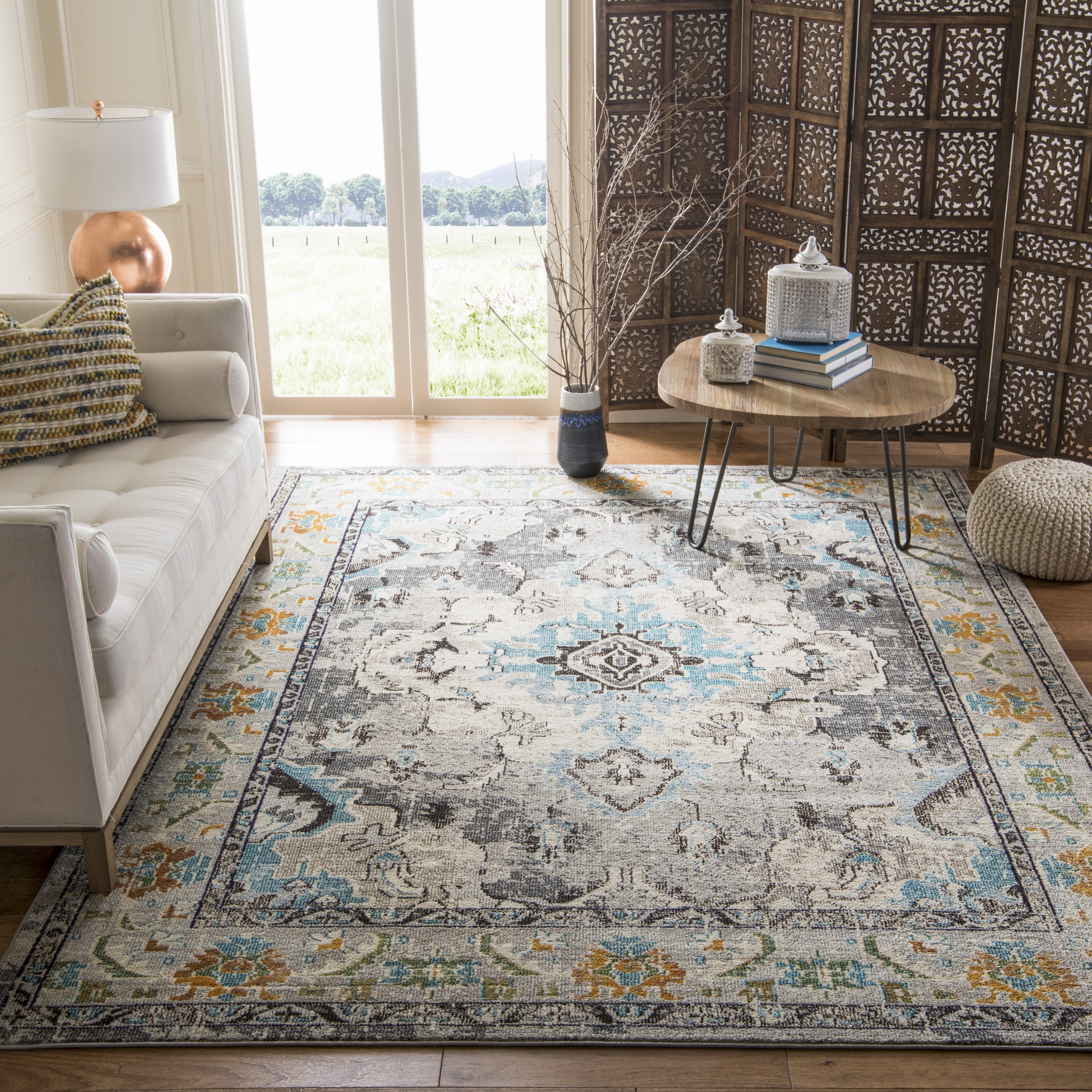 Safavieh MNC243G-9 Monaco Mahal 9 x 12 (ft) Loomed Polypropylene Gray/Light Blue Rectangular Indoor Distressed/Overdyed Oriental Area rug