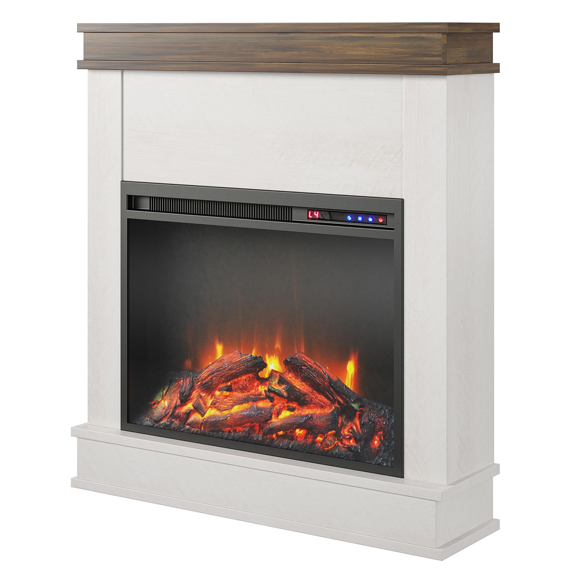 Ameriwood Home 29.69-in W Ivory Oak Fan-forced Electric Fireplace in ...