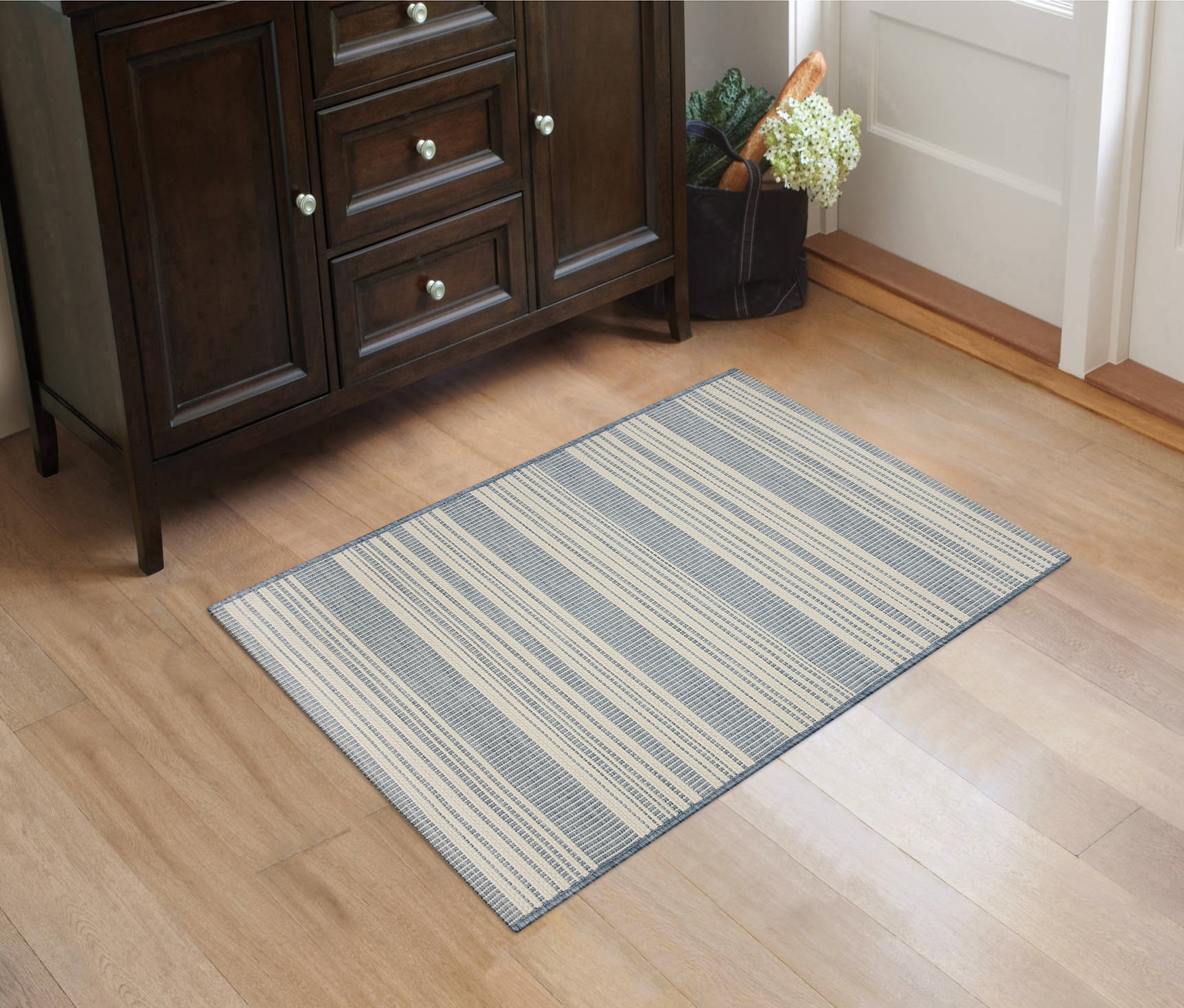 Origin 21 2 x 4 Chambray Indoor Stripe Washable Throw Rug at