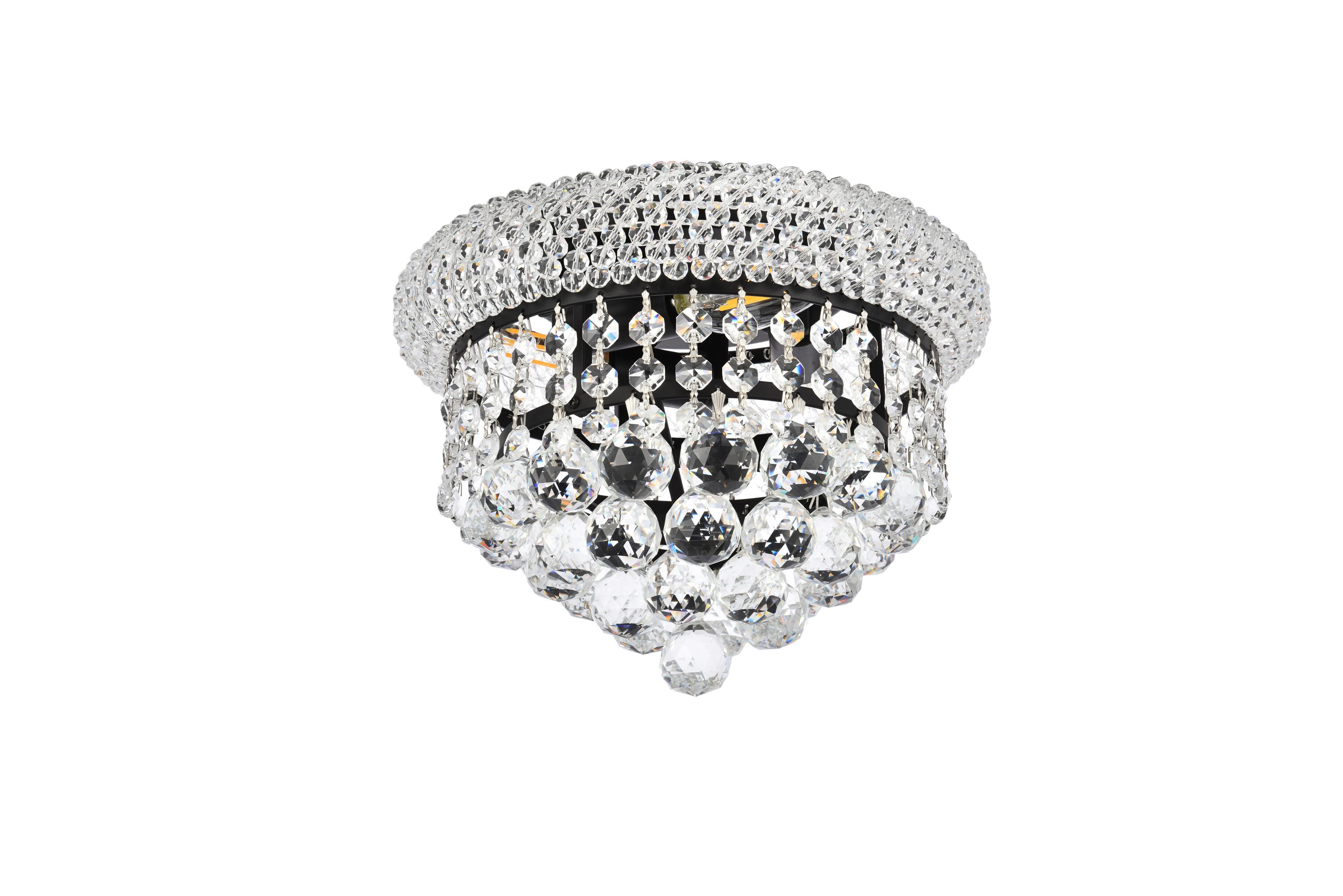 Primo 10-inch Matte Black and Clear Crystal Flush Mount Light