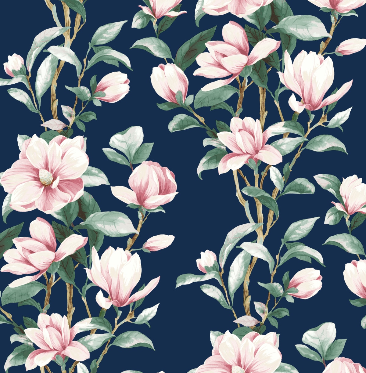 NextWall NW41402 30.75-Sq. Feet Navy and Blush Vinyl Floral Self-adhesive Peel and Stick Wallpaper