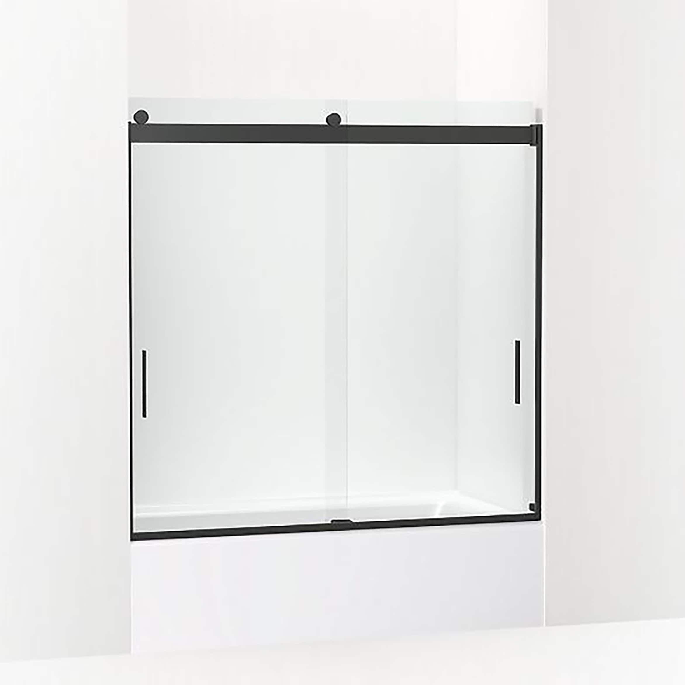 KOHLER 706002-L-BL Levity Matte Black 56-in to 60-in W x 59.75-in H Frameless Bypass Sliding Bathtub door