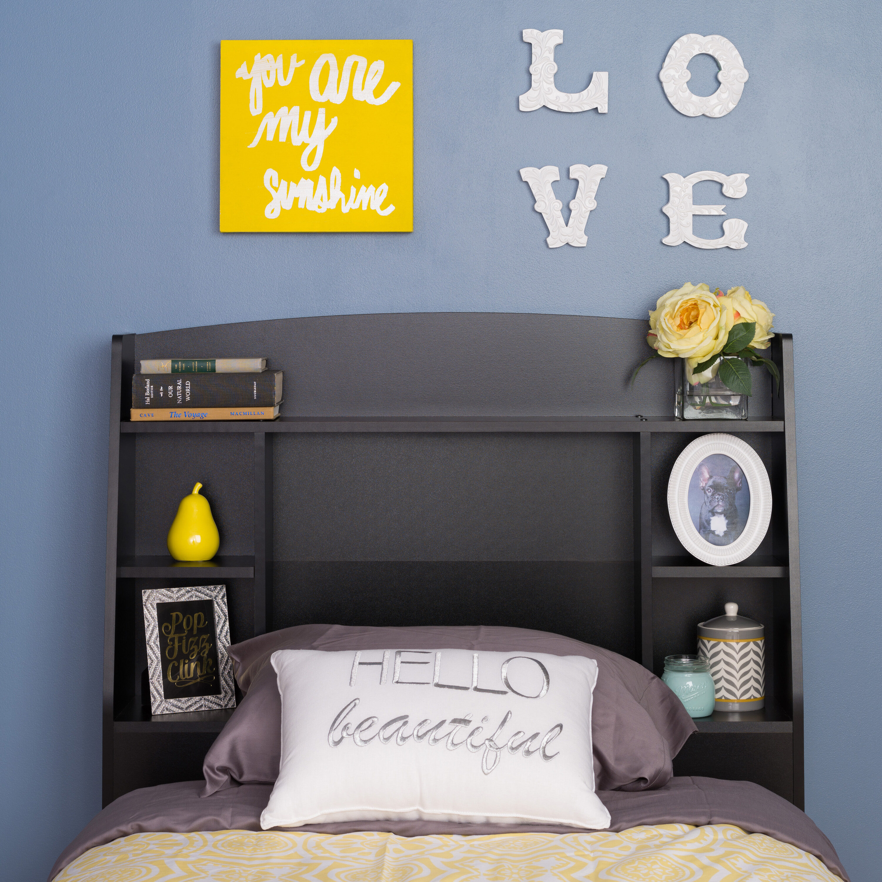 Prepac Transitional Twin Headboard With Storage Compartments In Black ...