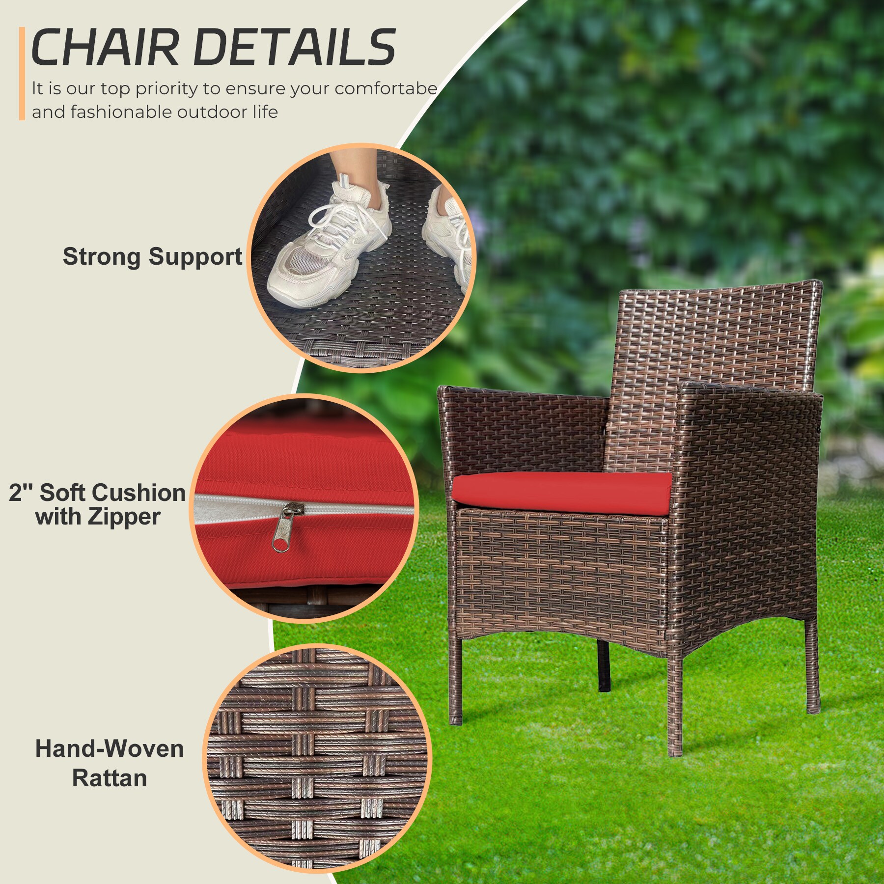 Grearden HZNF610-RD Patio-Conversation-Sets - View #5