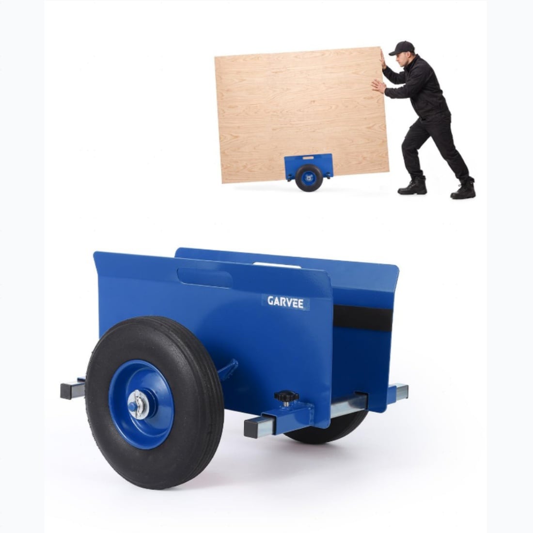 Garvee Heavy Duty Carbon Steel Panel Dolly Door Dolly with 8-Inch Inflated Wheels Adjustable Width 700 Lbs Capacity