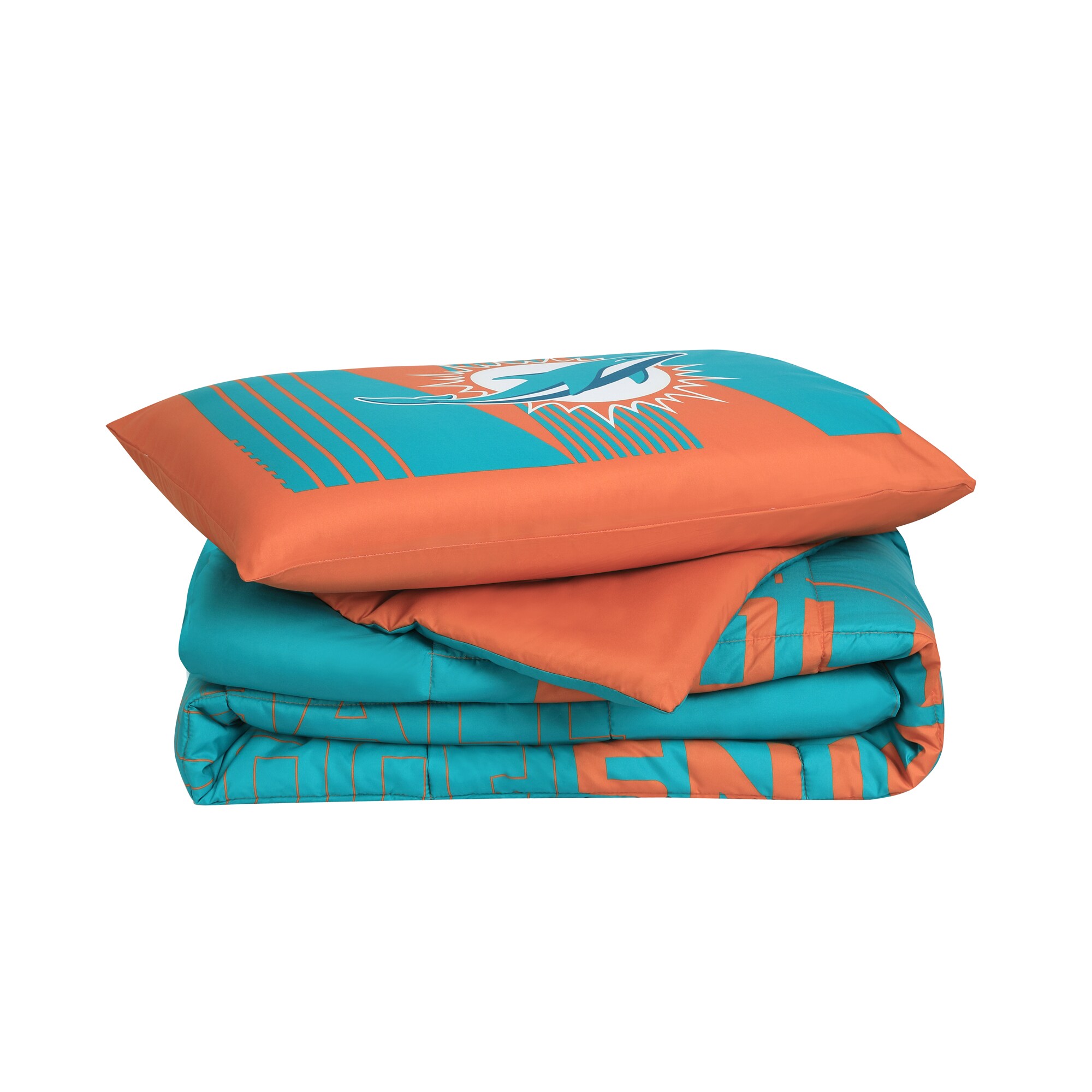 Cathay Sports Miami Dolphins 4-Piece Aqua/Orange Twin/Twin Xl Bundle Set in  the Bedding Sets department at