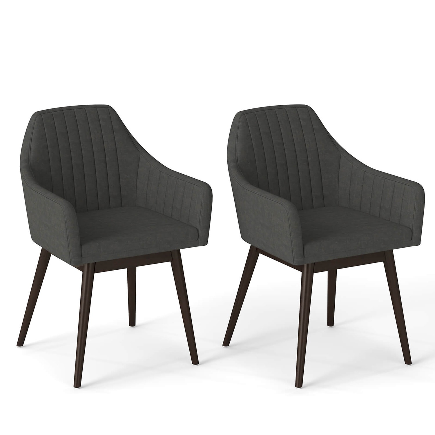 Costway CSHY004048 Dining Chairs Set of 2 Upholstered Accent Chairs with Comfy Padded Backrest Dark Gray