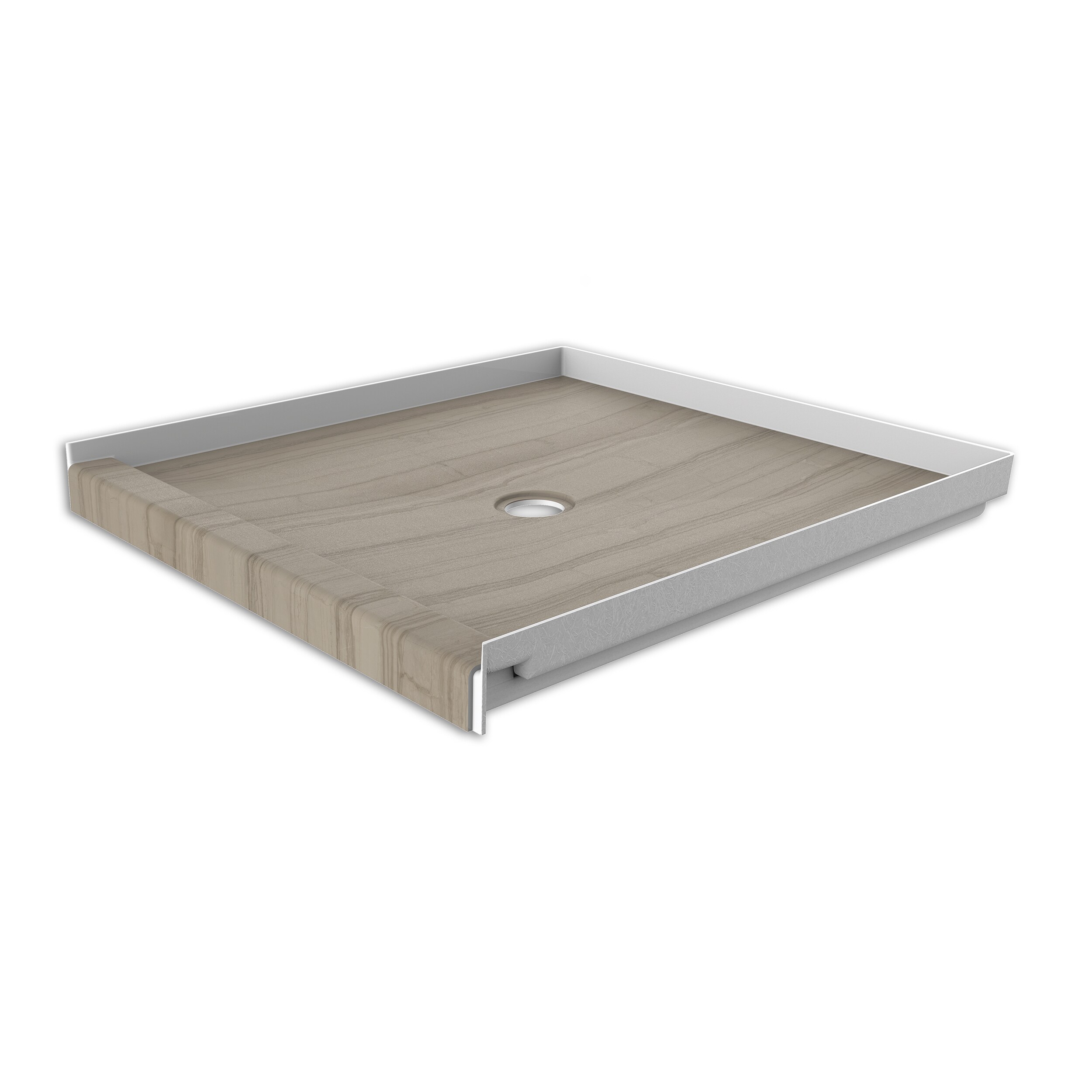 FlexStone FLXSBC3636AS 36-in W x 36-in L x 3.625-in H Athens Square Shower Pan Base (Center Drain)