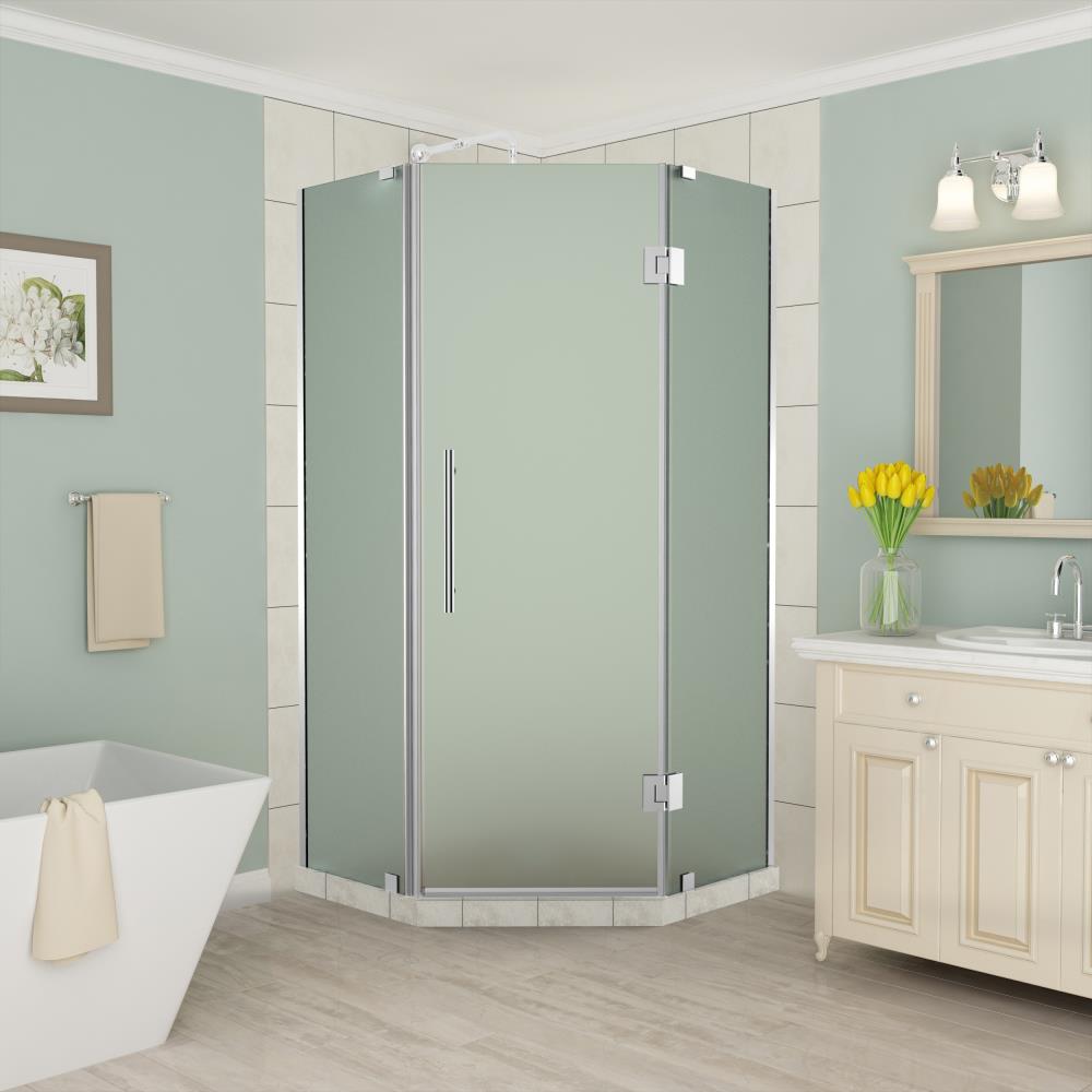 Aston SEN966FCH4210 Merrick 42-1/2-in W x 72-Inches H Frameless Neo-angle Hinged Shower door 3/8-in Thick Frosted Glass
