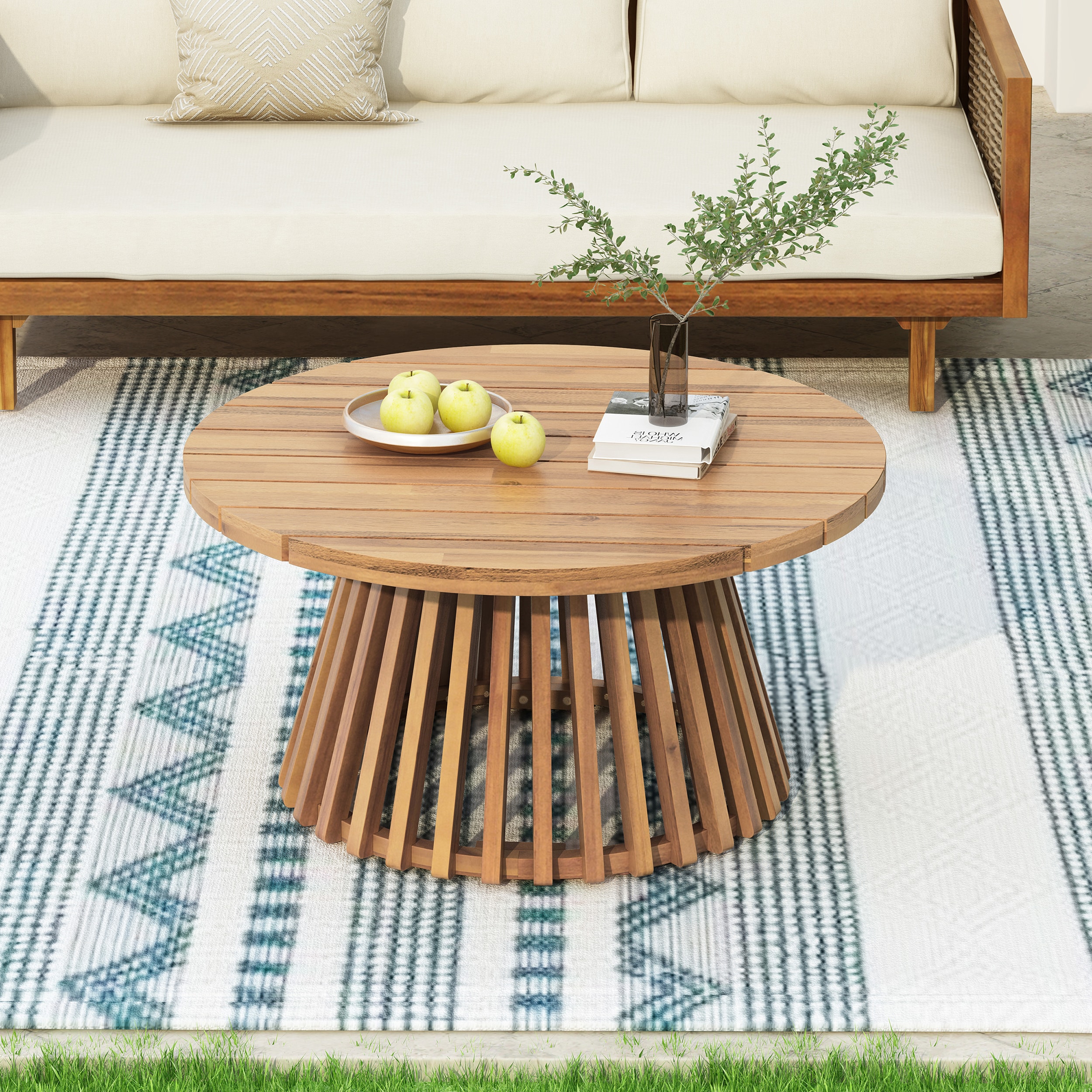 Moda Furnishings MDN770P234486T Round Outdoor Coffee Table 31.5-in W x 31.5-in L