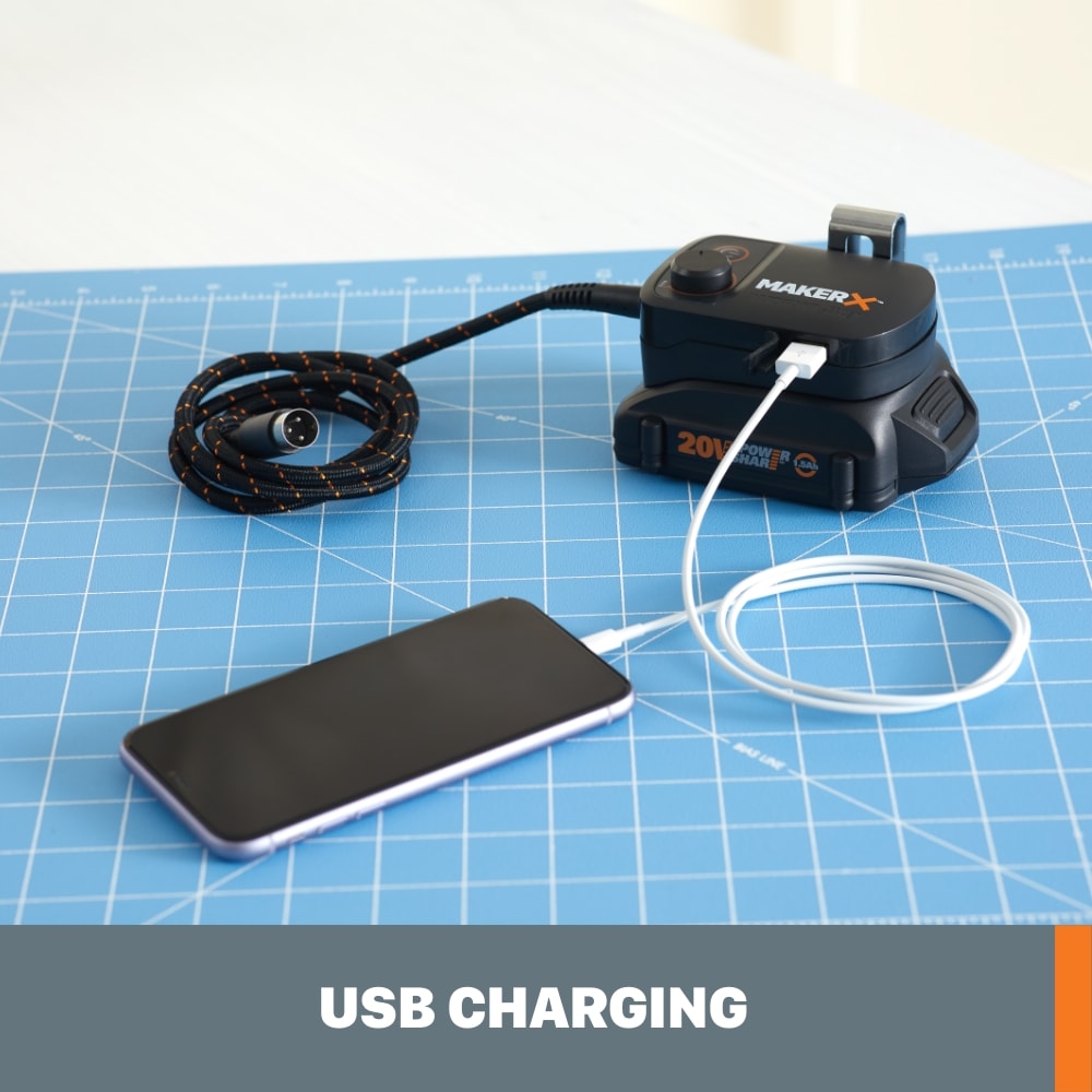 WORX Maker X 20V Power Hub Adapter with USB Charging Outlet in the