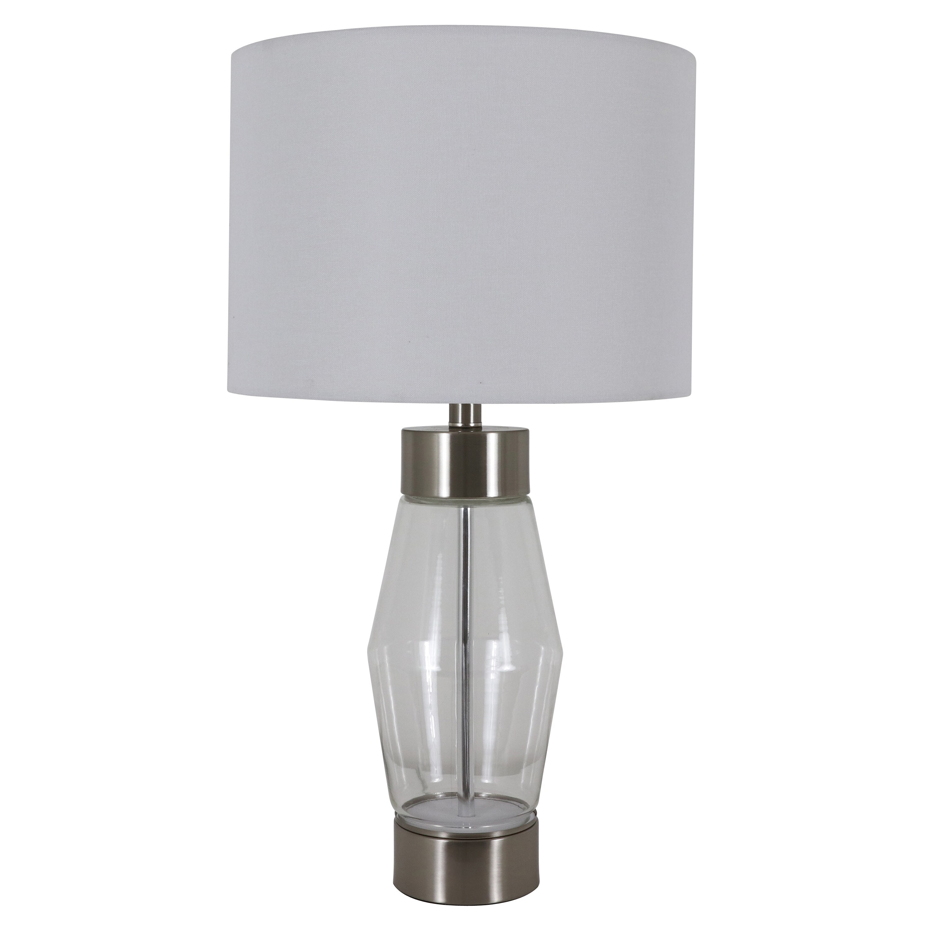 Decor Therapy TL22308 26.5-in Brushed Steel Rotary Socket Table Lamp with Linen Shade