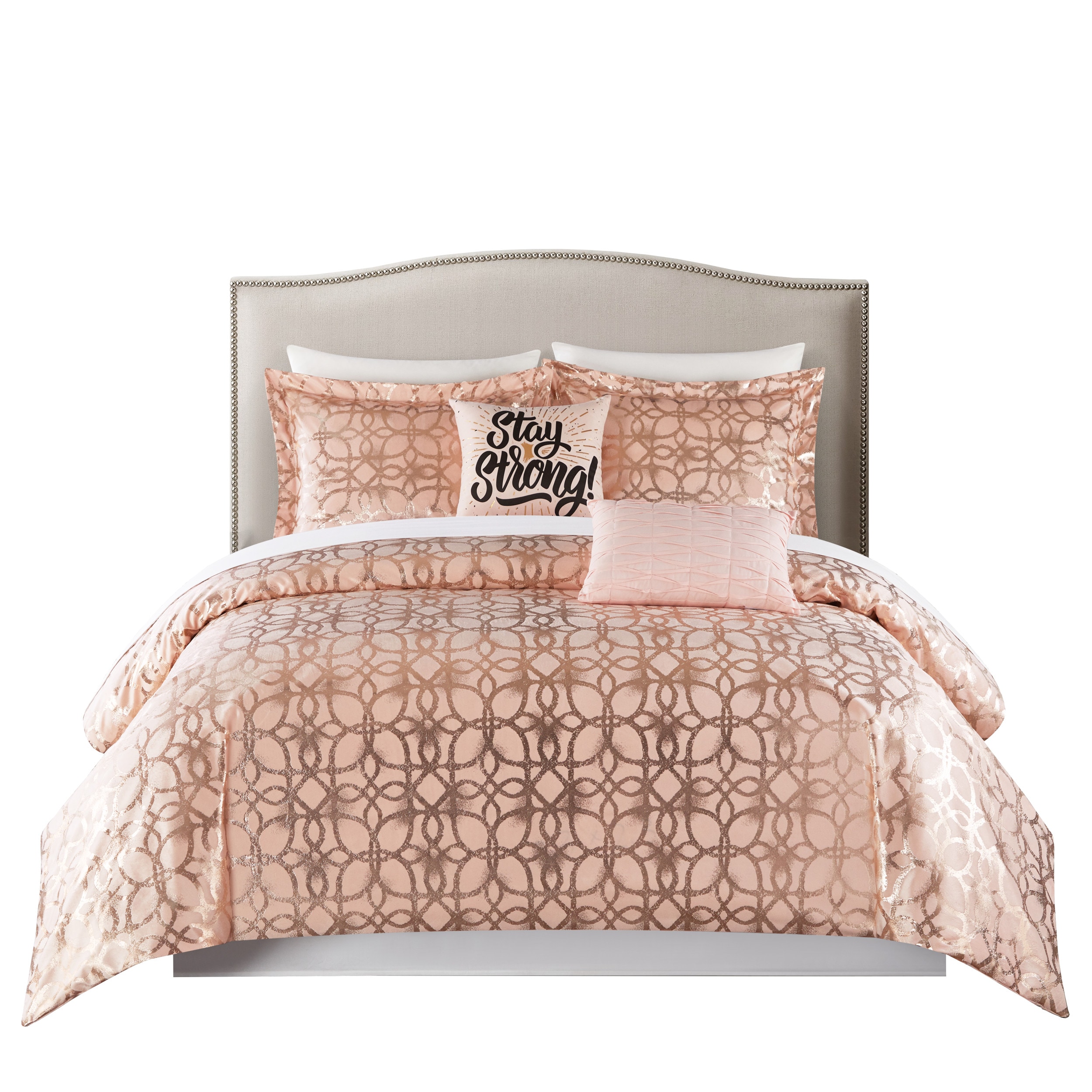 Chic Home Design BCS16423-BIB-LW Shefield 9-Piece Blush Queen Comforter Set