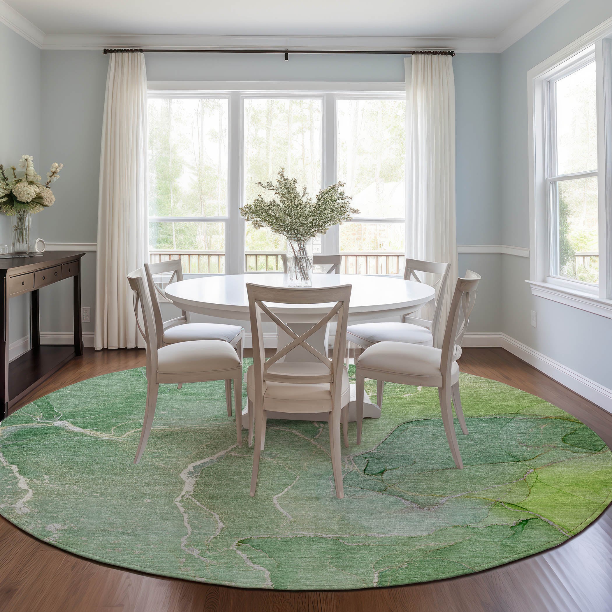 Addison Rugs ACN511GE8RO Chantille ACN511GE 8 x 8 (ft) Polyester Green Round Indoor/Outdoor Abstract Machine washable Area rug
