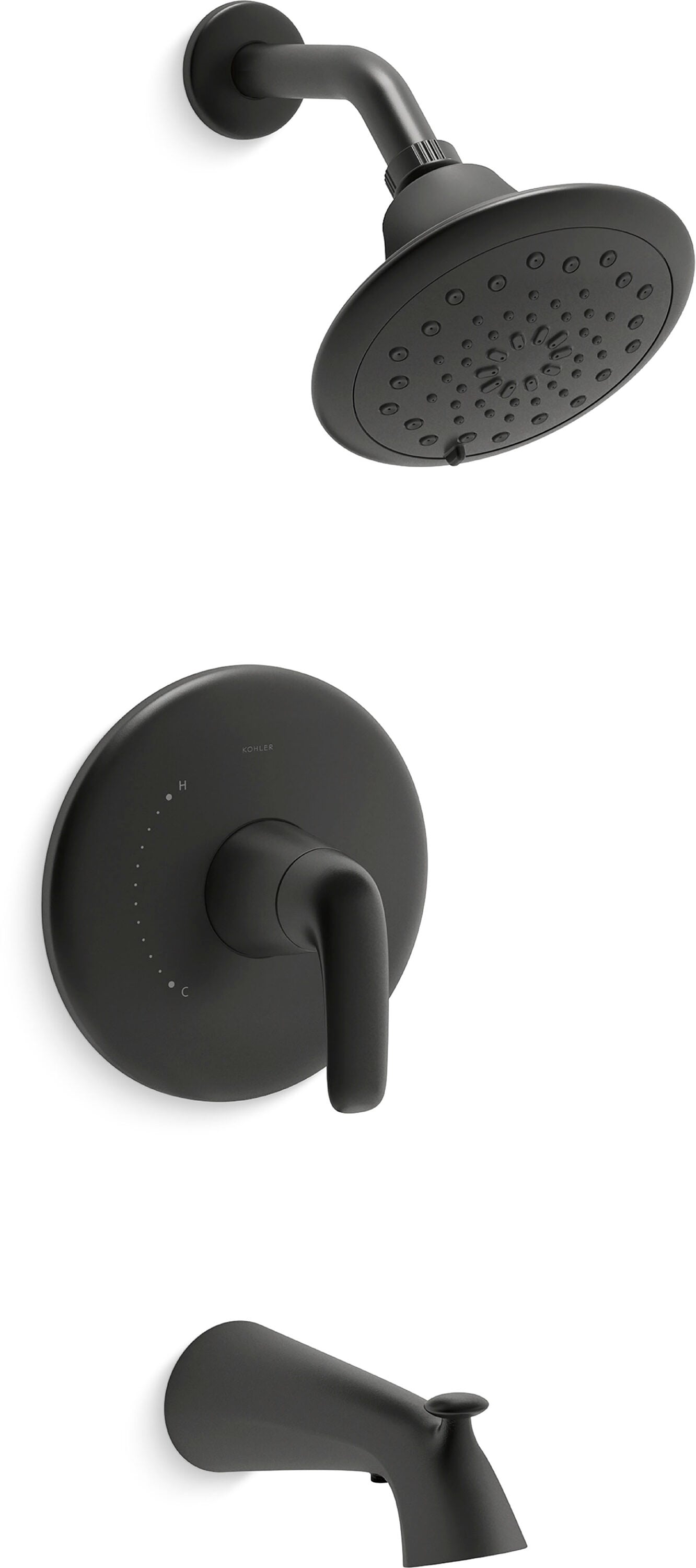  K-R33049-4G-BL Avail Matte Black 1-handle Multi-function 7.25-in Round Bathtub and shower Faucet with Valve