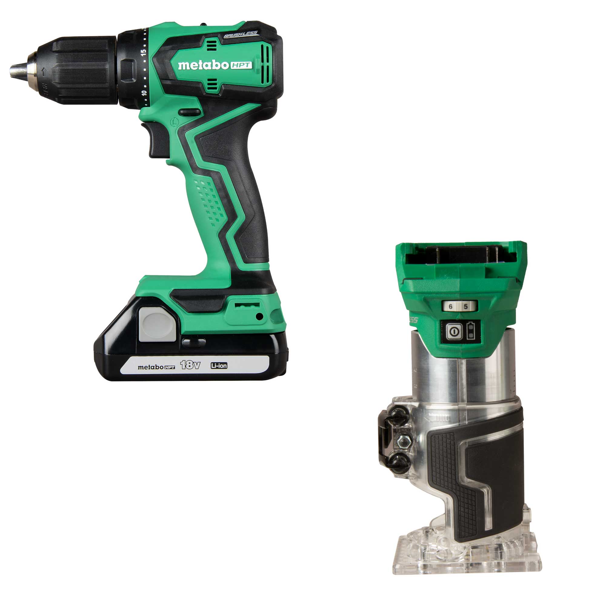 dauw Aftrekken regisseur Shop Metabo HPT MultiVolt 18-volt 1/2-in Keyless Brushless Cordless Drill  (2-batteries included and Charger included) with MultiVolt 18-Volt 1/4-in  Variable Speed Brushless Trim Cordless Router at Lowes.com