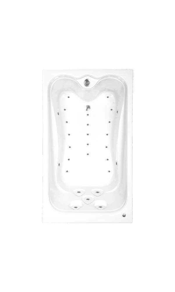 Designer 36-in x 66-in White Acrylic Drop-In Air Bath Drain (Reversible Drain) | - WaterTECH A6636 ELITE WHITE