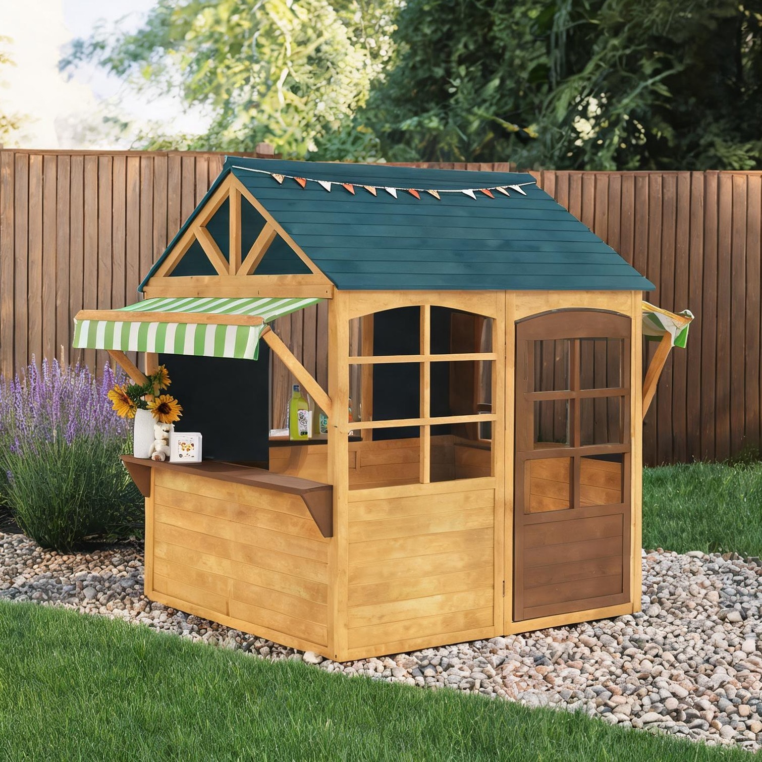 FlowLuxe Water-Resistant Design Playhouse in Brown 68.1 x 46.1 x 56.7 in with Practical Control