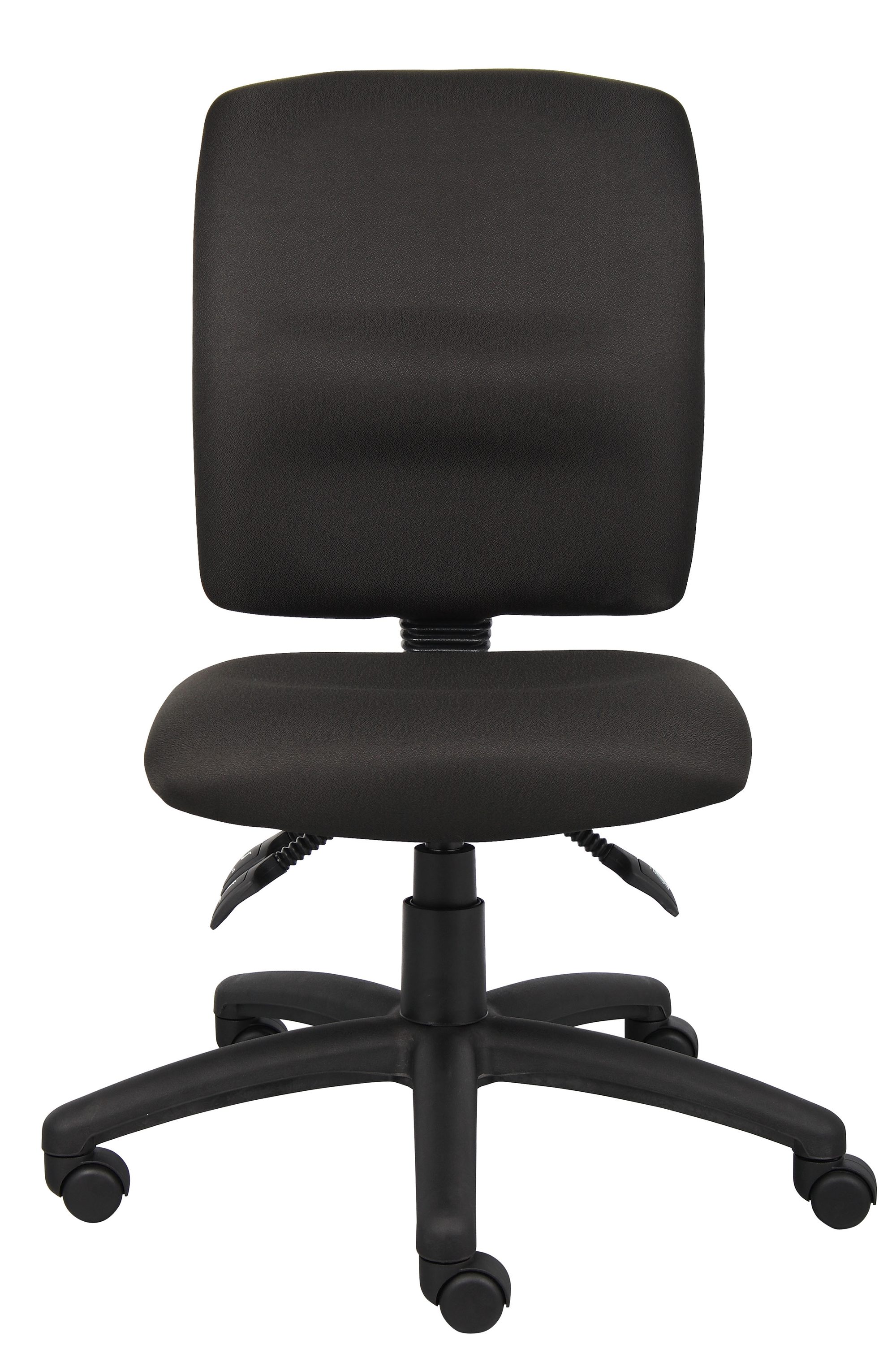 Adjustable Swivel Task Chair in Black Fabric with Lumbar Support