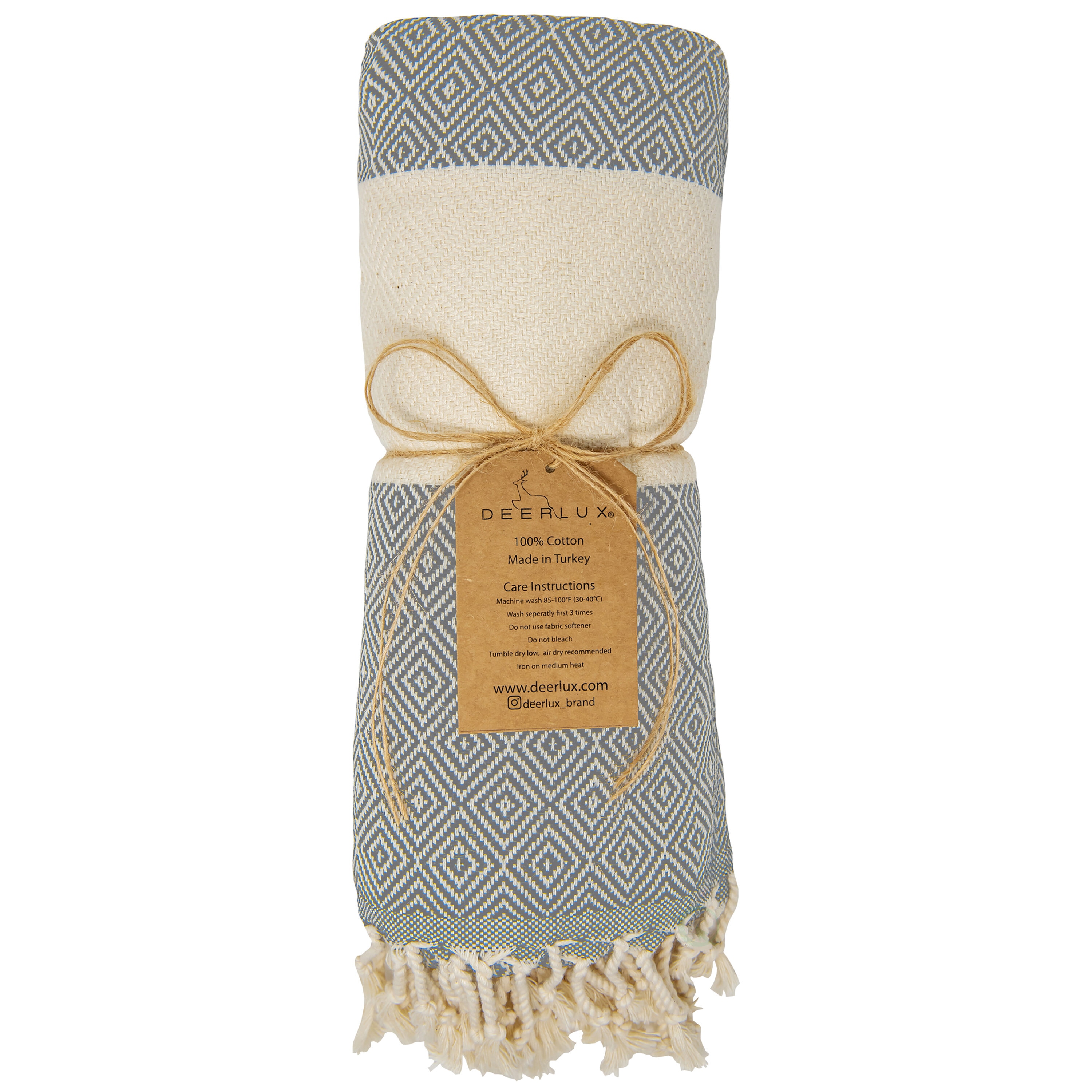 Deerlux QI004004.GY Gray Turkish Cotton Quick Dry Bath Towel