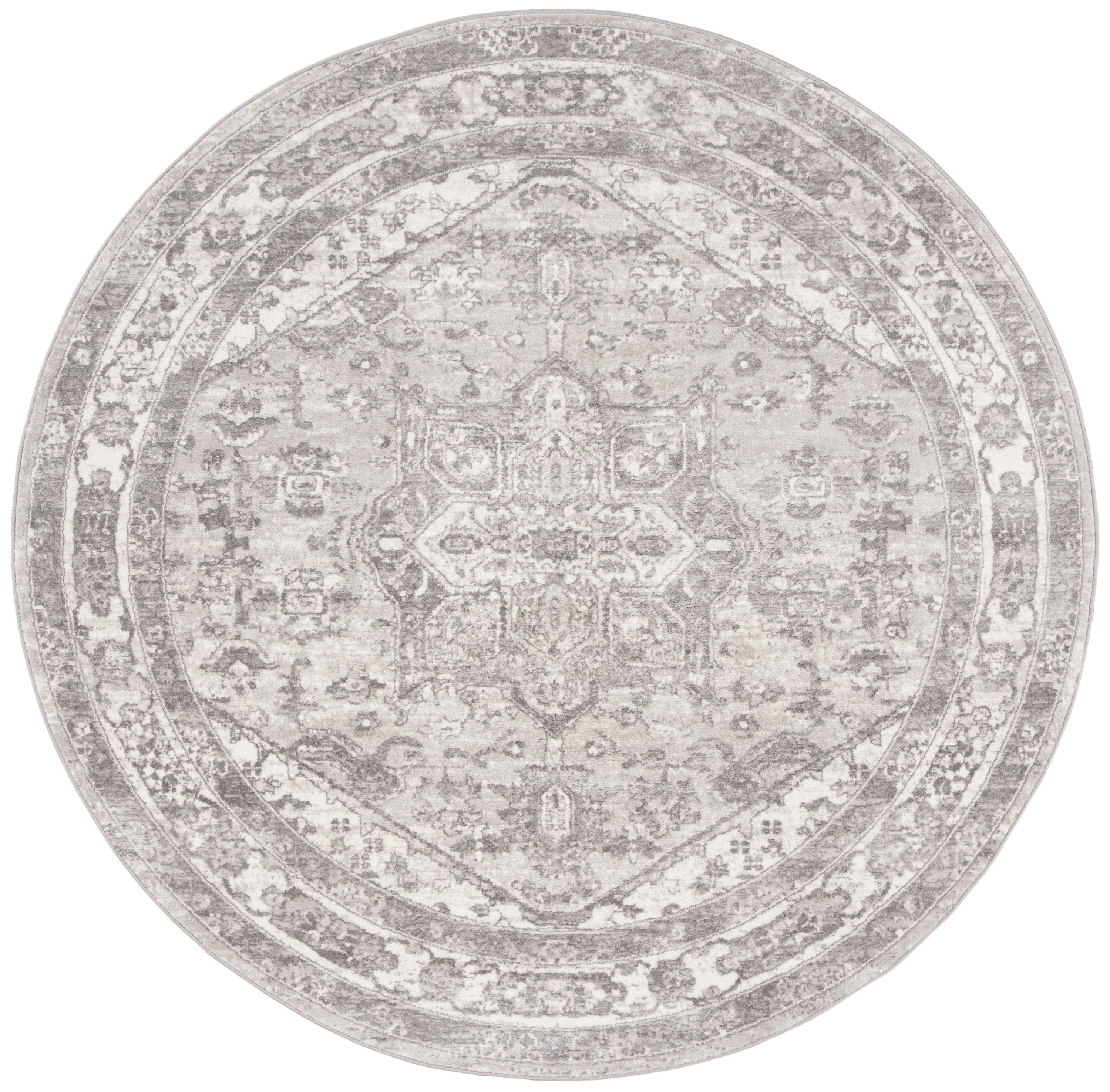 Safavieh BNT852B-10R Brentwood Vessie 10 x 10 (ft) Loomed Polypropylene Cream/Gray Round Indoor Abstract Farmhouse/Cottage Area rug