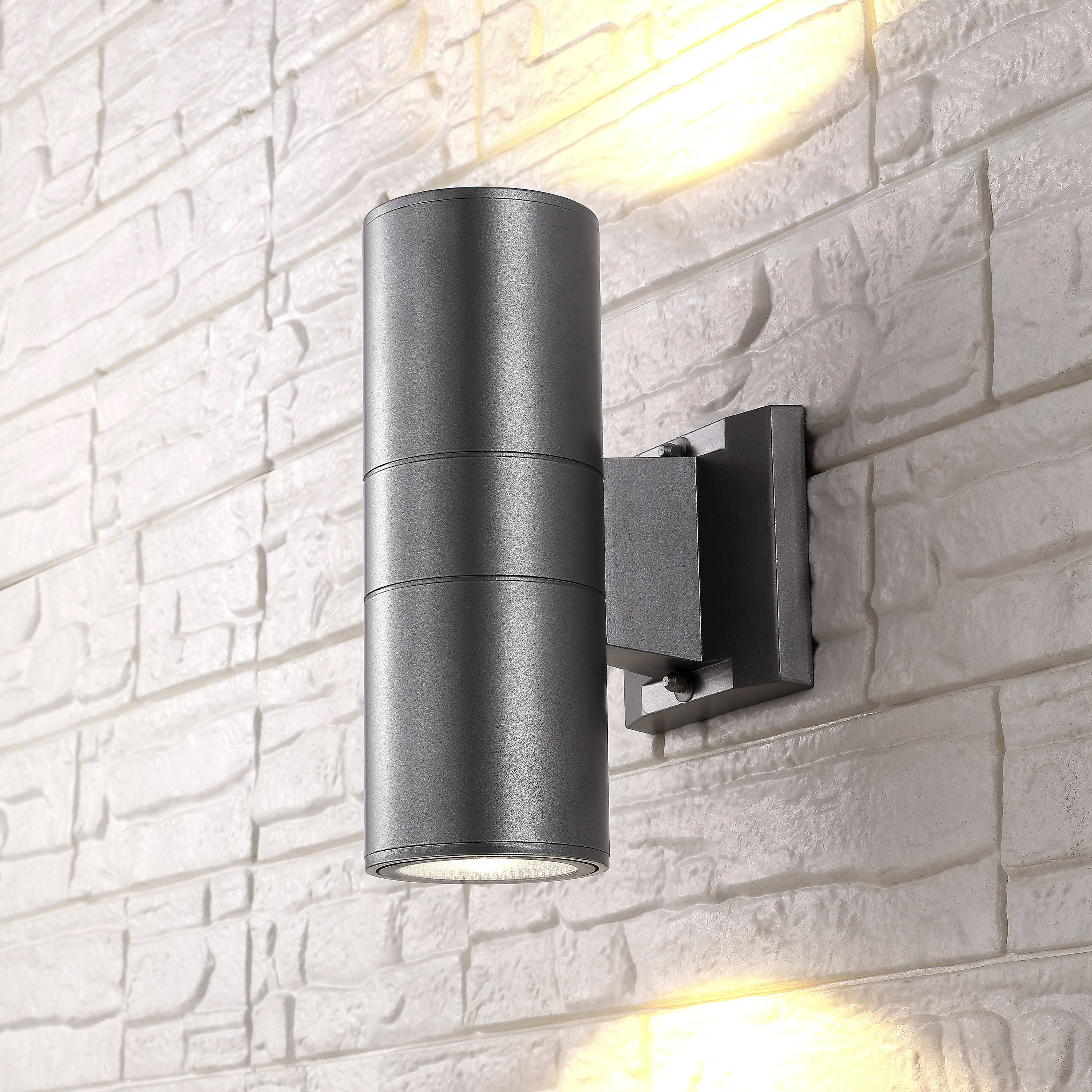 JONATHAN  Y JYL7445B Duo Metal/Glass Cylinder Minimalist Integrated 4.25-in W 2 -Light Satin Nickel Integrated LED Wall Sconce