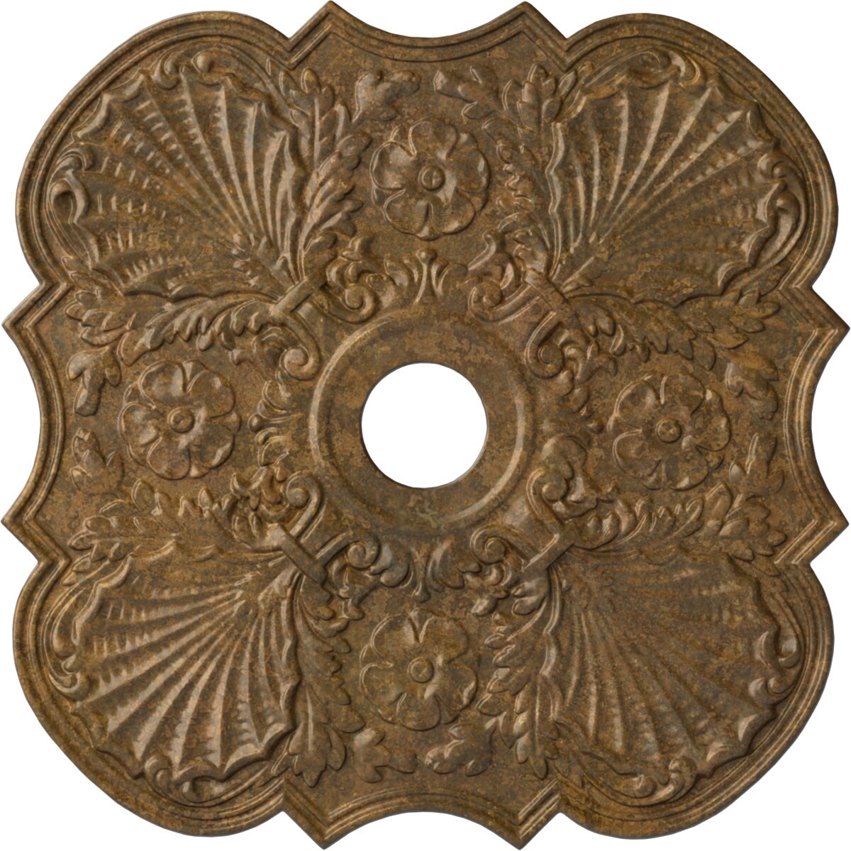 Ekena Millwork CM29FWRZS Flower 29-in W x 29-in L Painted Rubbed Bronze Polyurethane Whole Ceiling Medallion