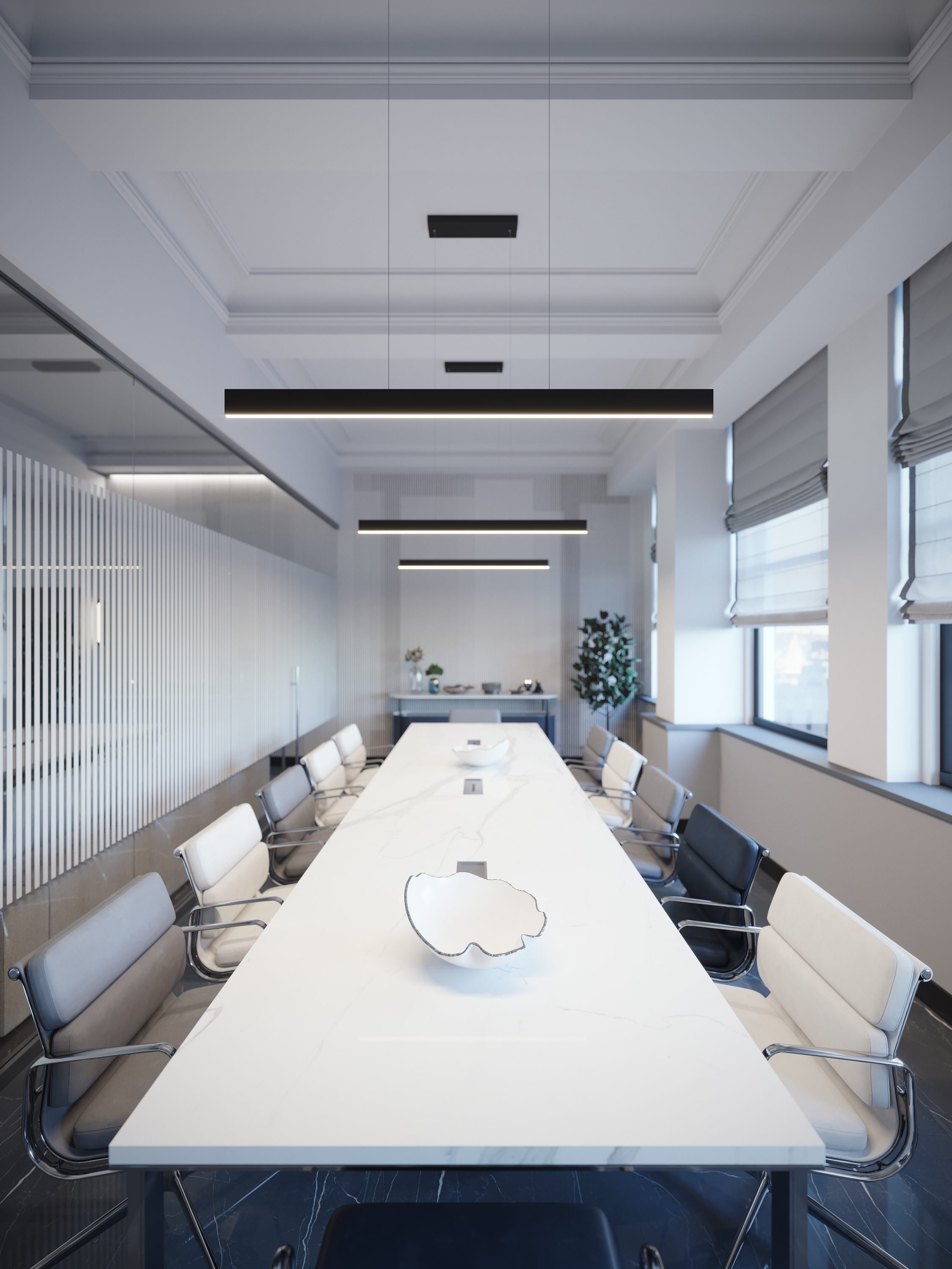 46" Black Aluminum Modern Linear LED Pendant Light