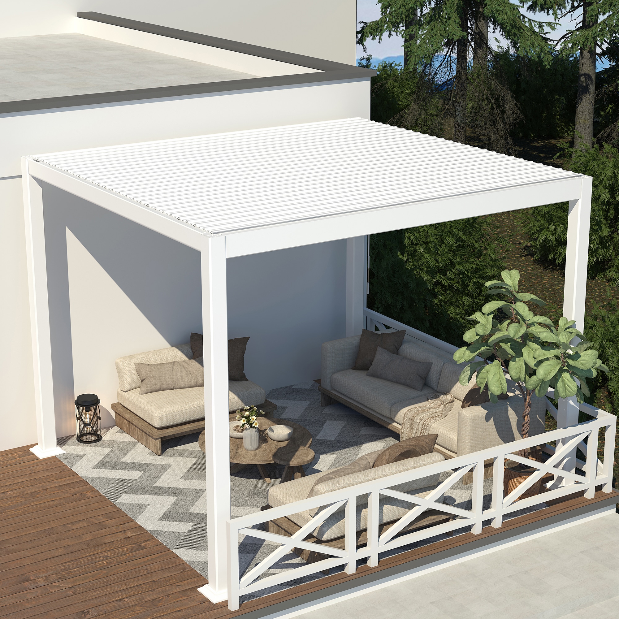 Mondawe 10-ft W x 10-ft L x 7-ft 6-in H White Metal Freestanding Pergola  with Canopy at