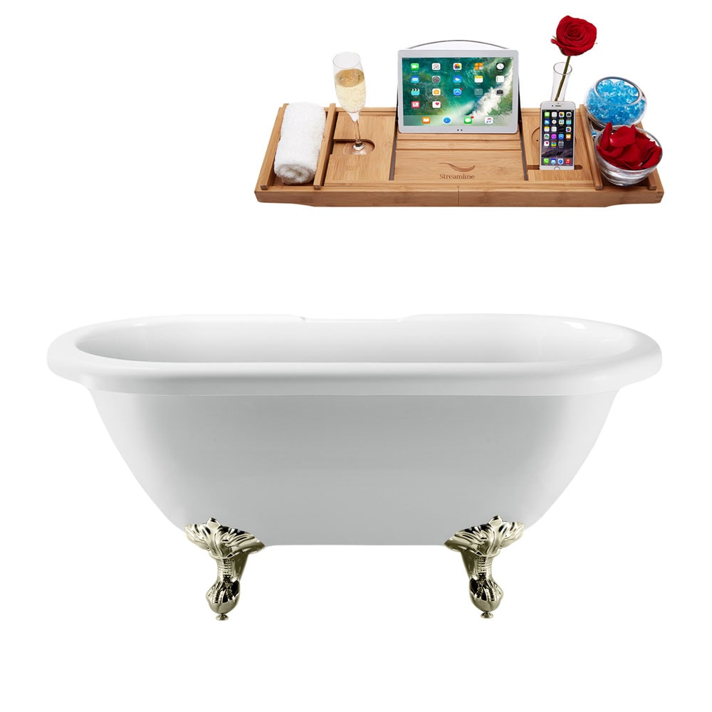 Streamline 67 inch  N1123BNK-BNK Clawfoot Tub and Tray With Internal Drain