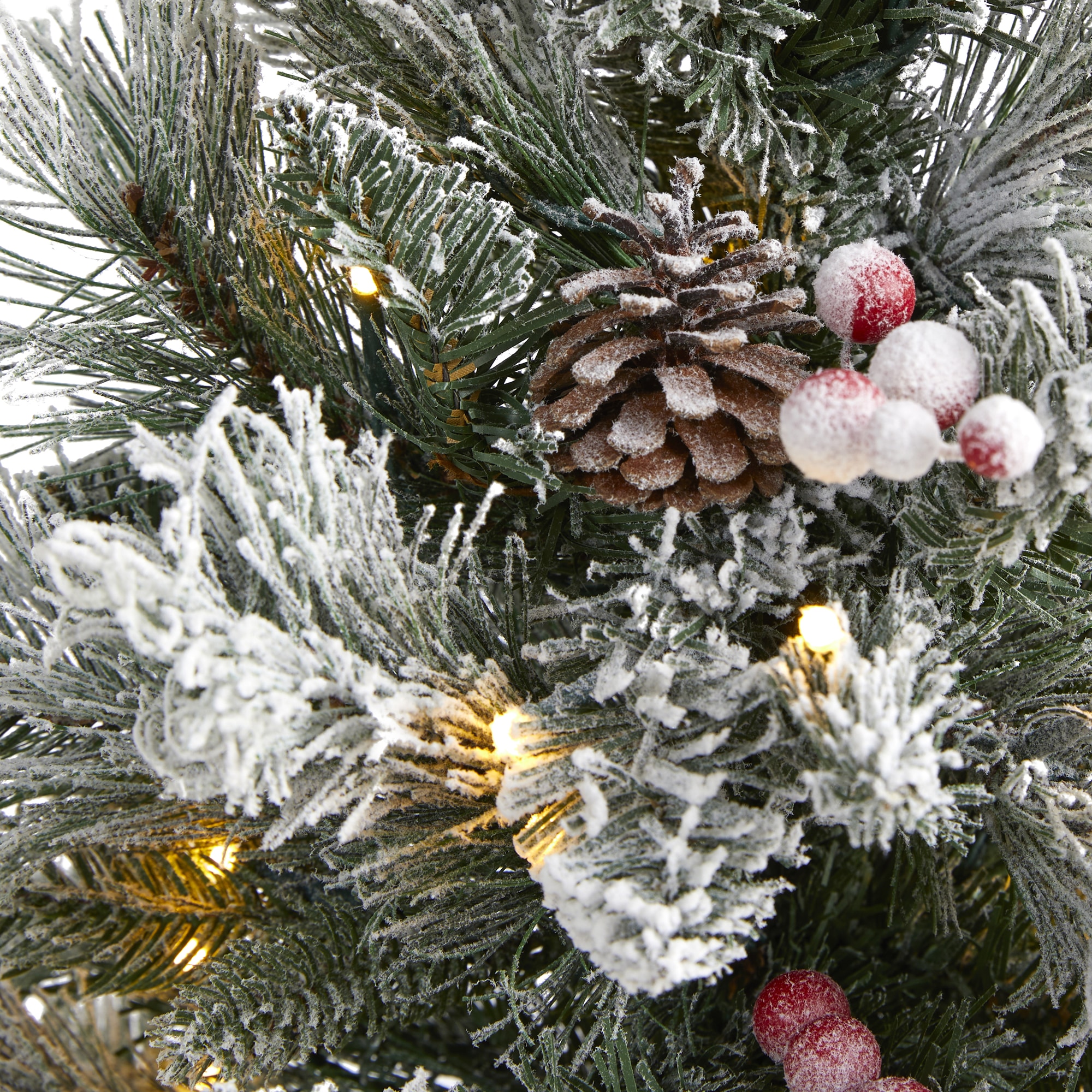 2ft White Flocked Pine Artificial Christmas Tree with Lights