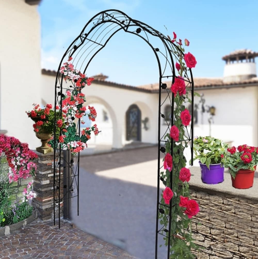 ZAKLOOP WU158681100 Garden 15.35-Inches W x 98.4-Inches H Black Iron Fence Garden Trellis For Climbing Plants For Cucumbers For Roses For Tomatoes