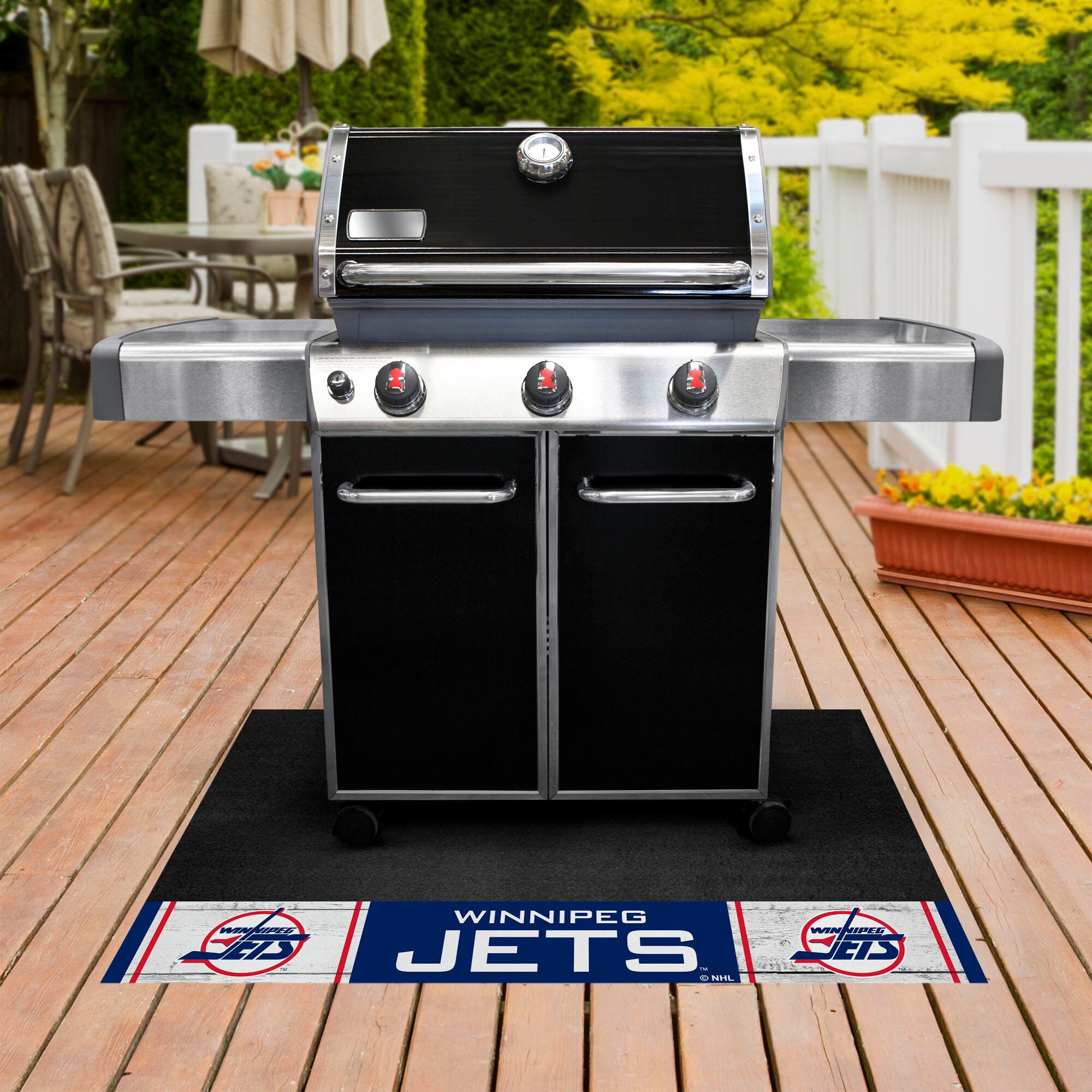 FANMATS Winnipeg Jets Black Vinyl Rectangular Grill Mat in the Grill