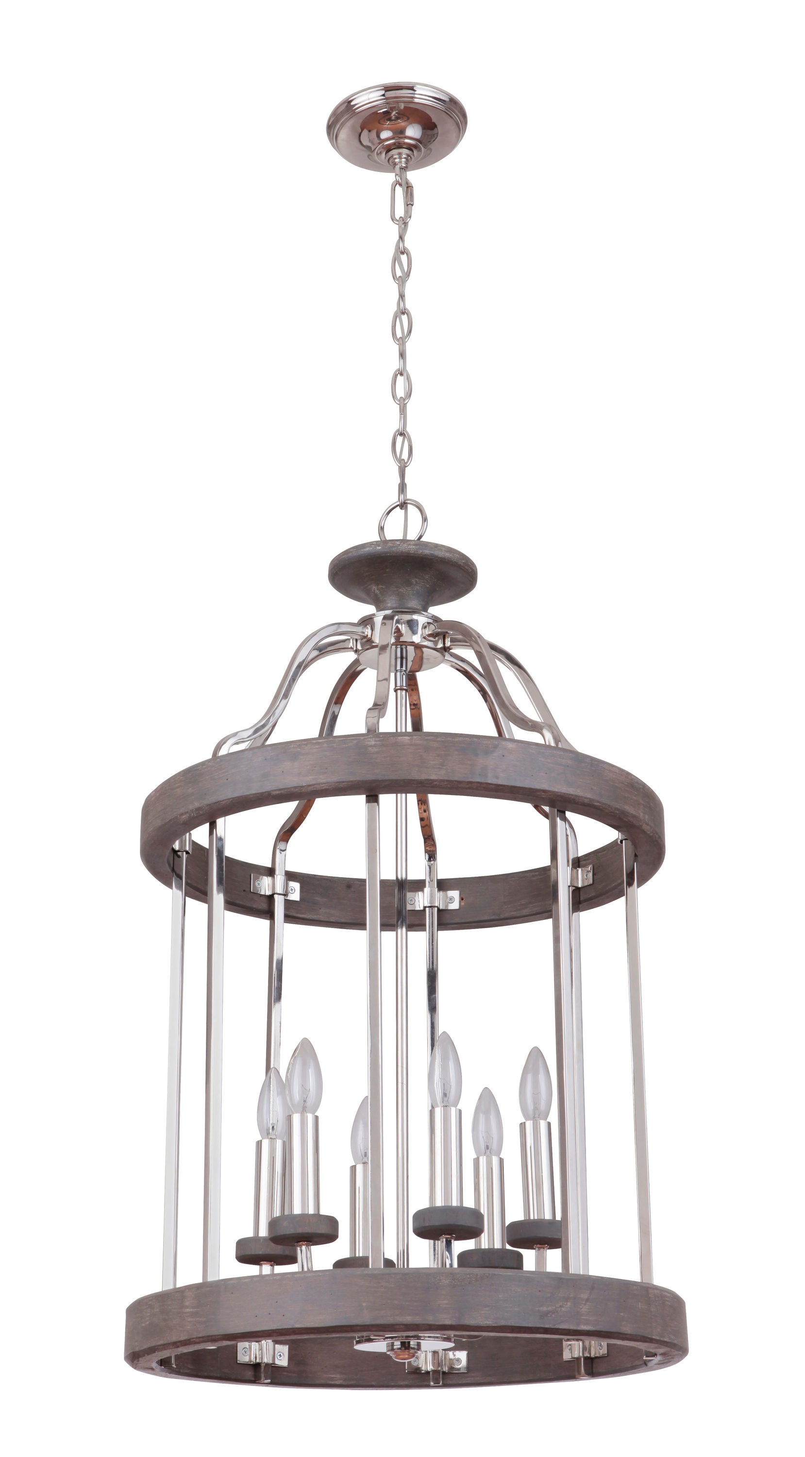 Craftmade 36536-PLNGRW Ashwood 6 -Light Polished Nickel Traditional For Use in Bedrooms, Dining Rooms, Foyers, Kitchens, Living Rooms Chandelier