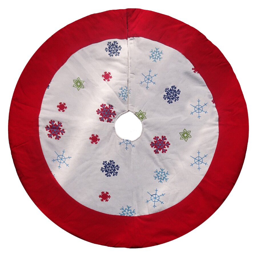 Holiday Living 48-in Cotton Snowflake Christmas Tree Skirt in the ...
