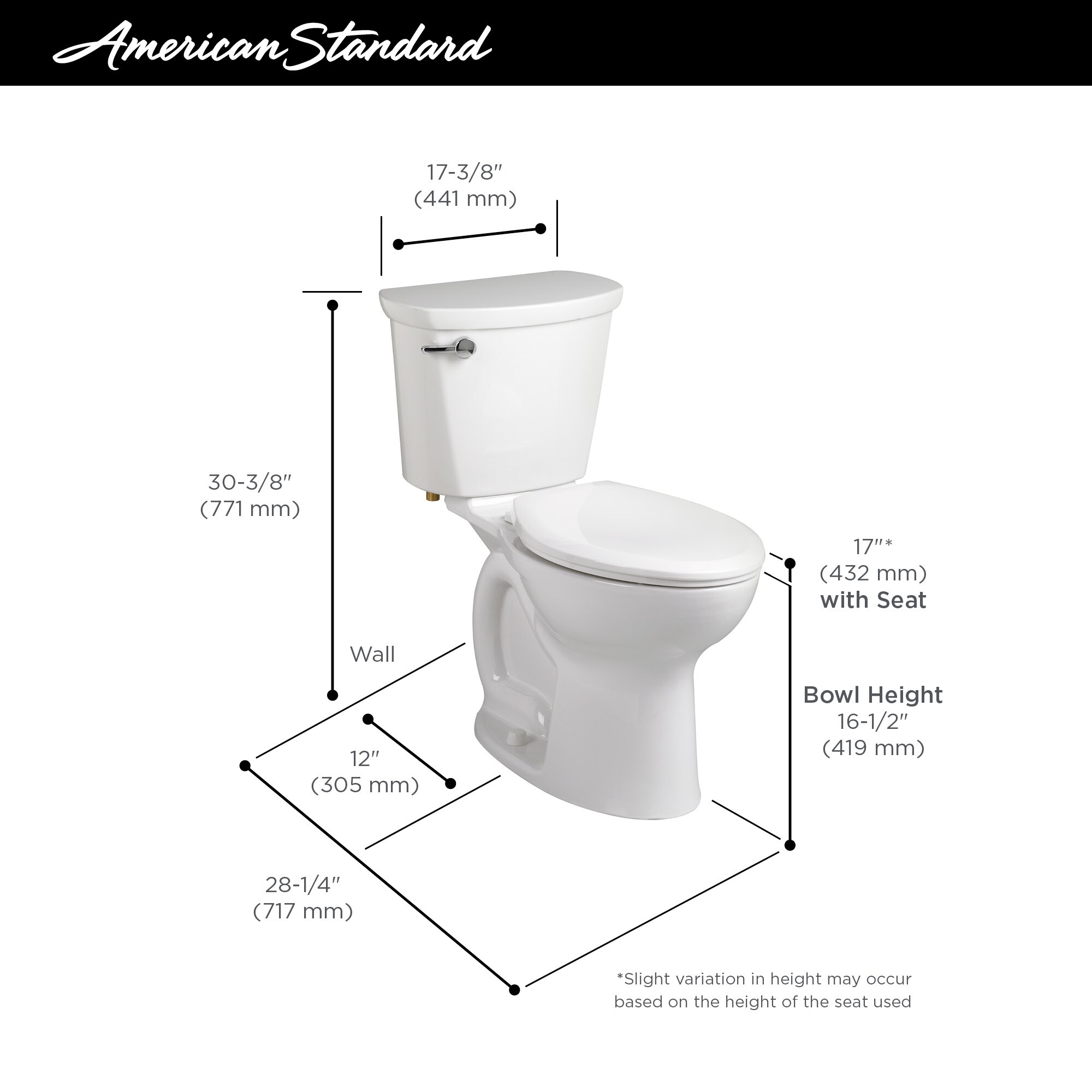 American Standard Cadet Pro Bone Round Chair Height 2-piece Toilet 12 ...