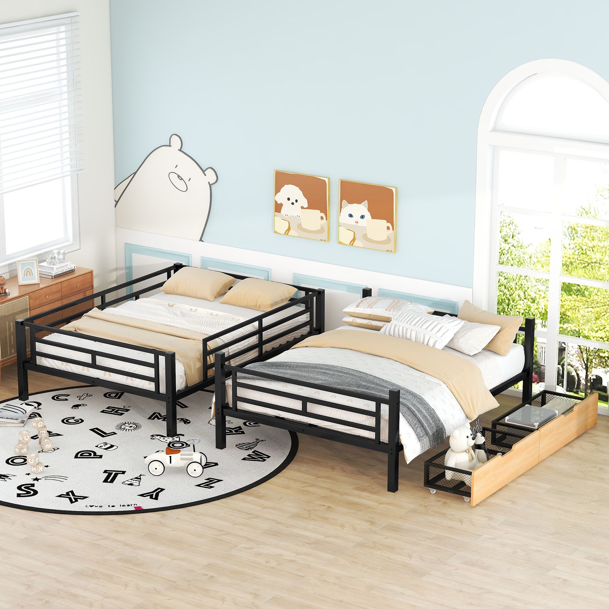 Yiekholo Black Full Over Full Bunk Bed in the Bunk Beds department at