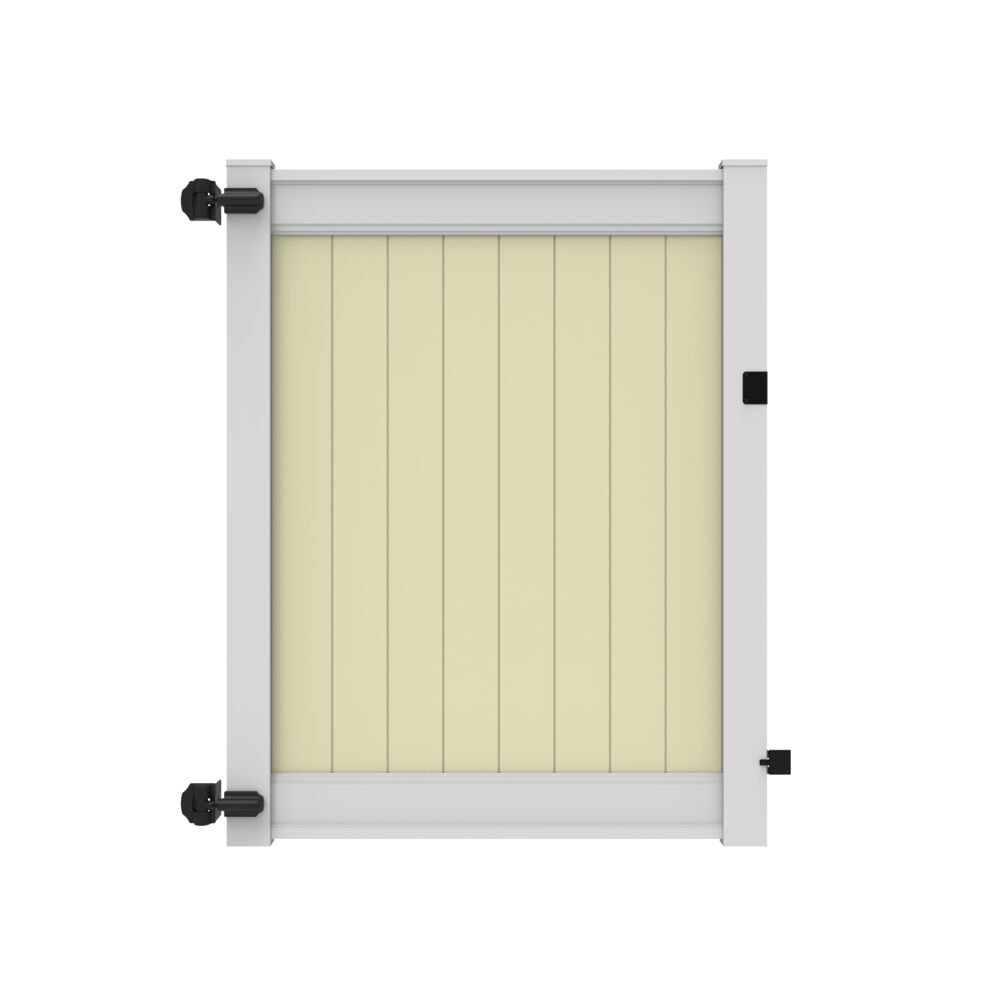 Freedom 73024878 Emblem 6-ft H x 5-ft W White Rail/Sand Infill Privacy Vinyl Flat-top Fence gate kit (Unassembled)