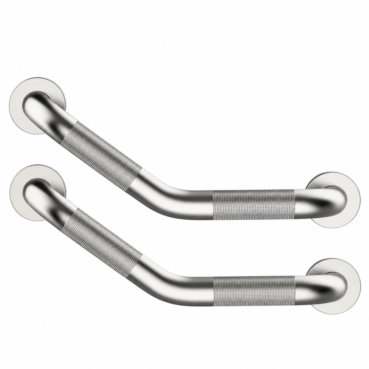Aoibox  2 Pack 16 Inch Angled Satin Brushed Nickel Shower Grab Bars with Knurled Anti Slip Surface 1 25 In