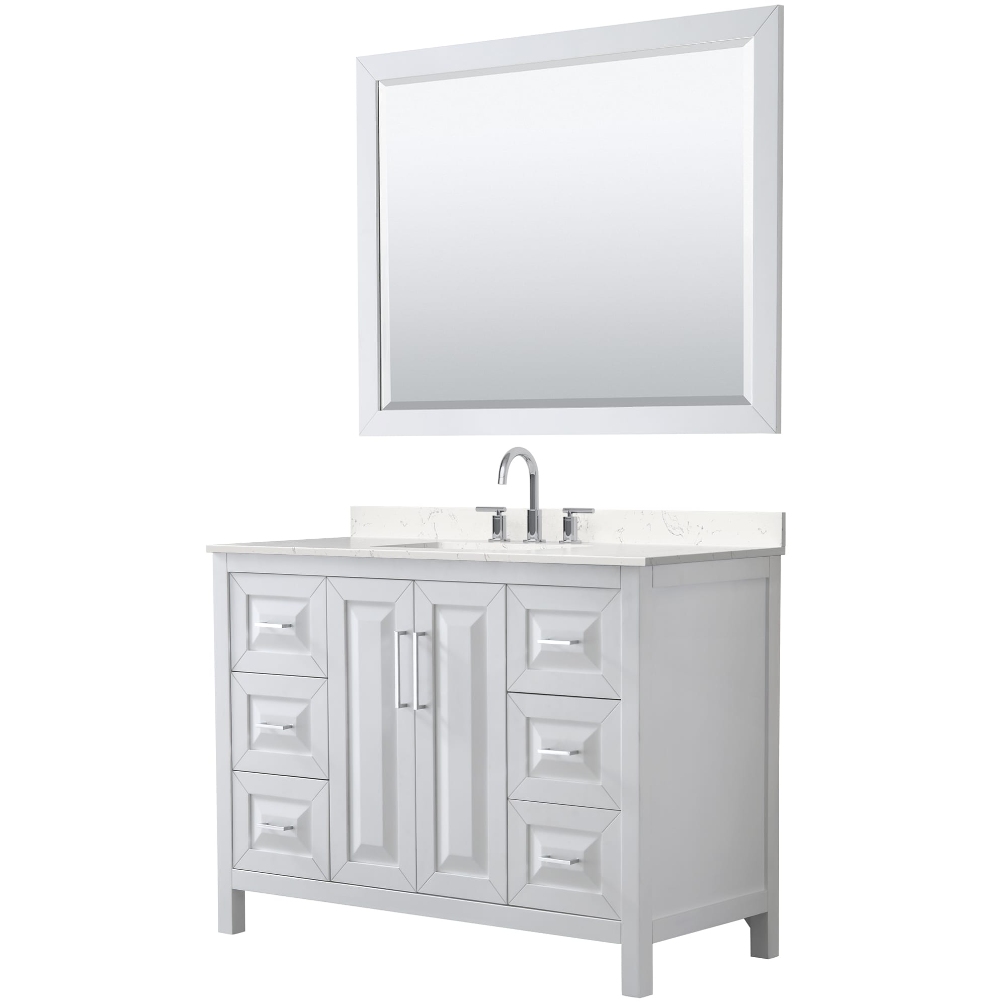 Wyndham Collection Daria 48-in Undermount Single Sink Bathroom Vanity with Quartz or Cultured Marble Top (Mirror Included)