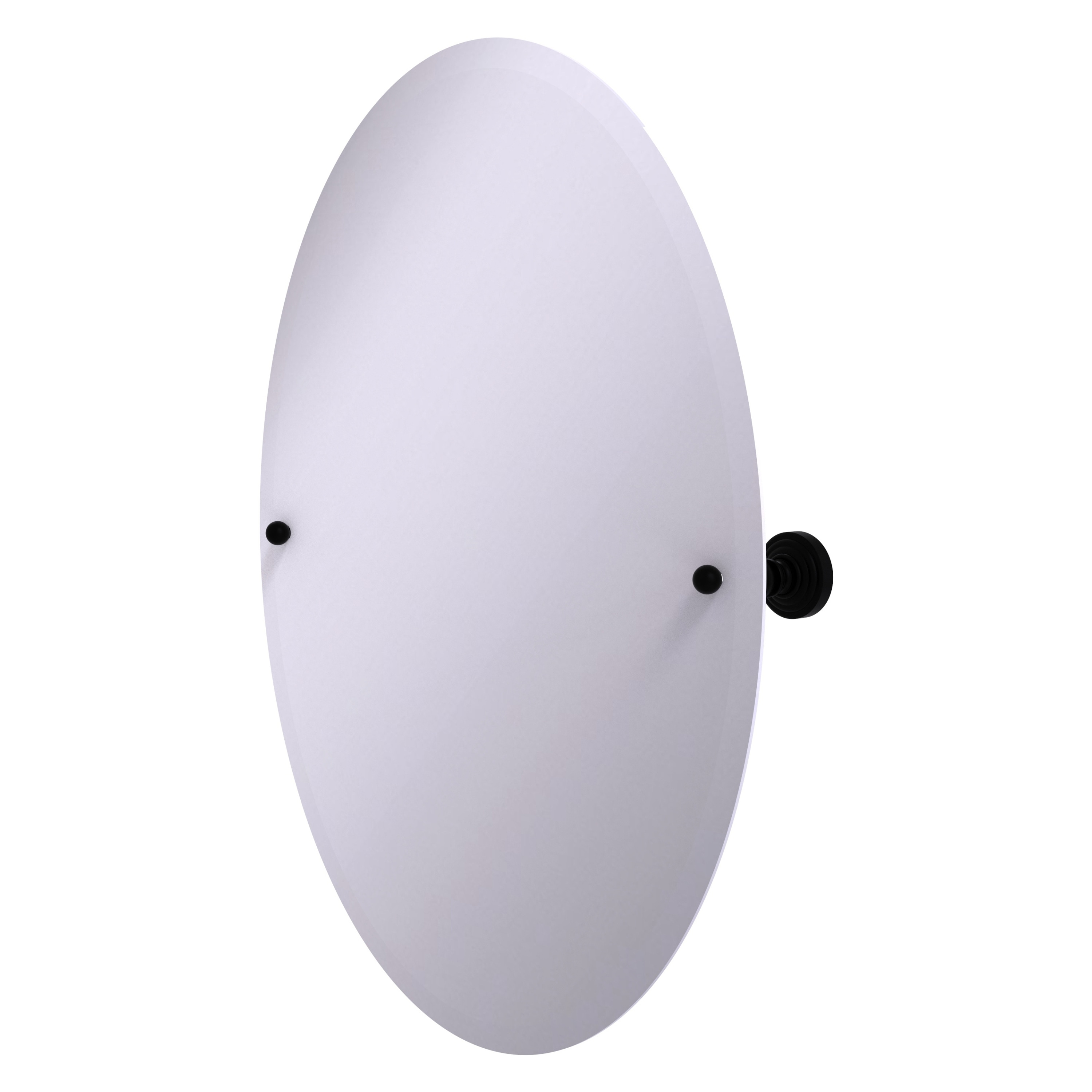 Allied Brass WP-91-BKM Waverly Place 21-Inches x 28-Inches Beveled Frameless Oval Tilting Bathroom Vanity Mirror ( Matte Black )