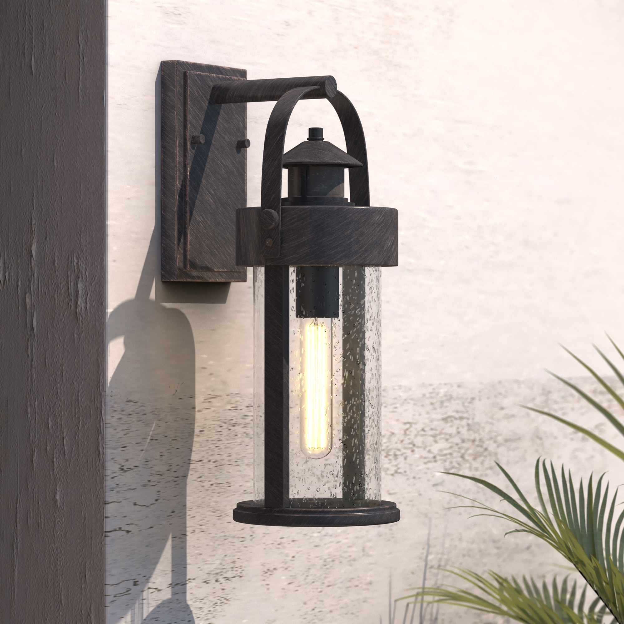Cascadia T0384 Cumberland 1 -Light 16-in H Antique Bronze Hardwired Motion Sensor Dusk to Dawn Outdoor Wall Light