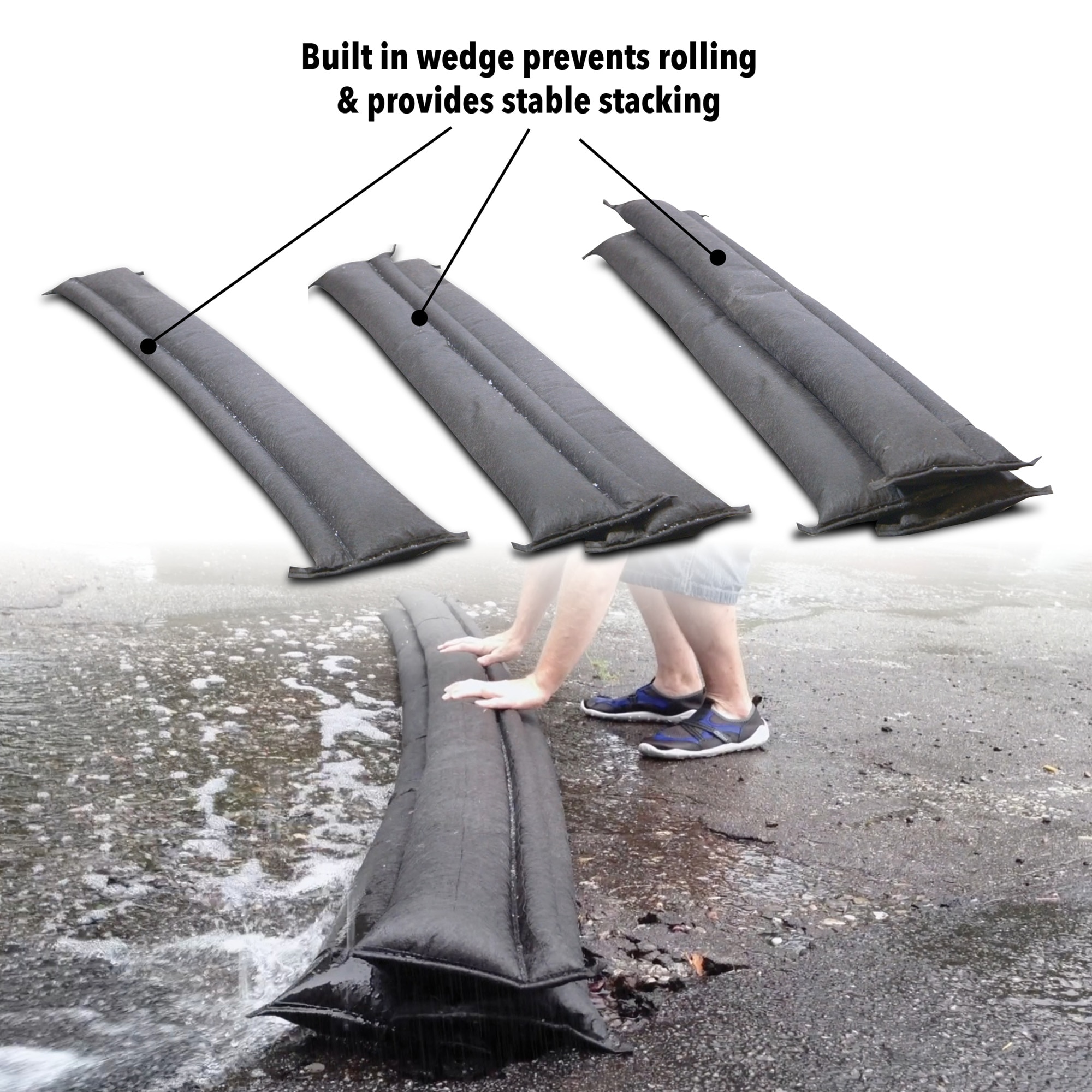 Quick Dam Water Activated Flood Barrier 10 Feet, 12-Pack