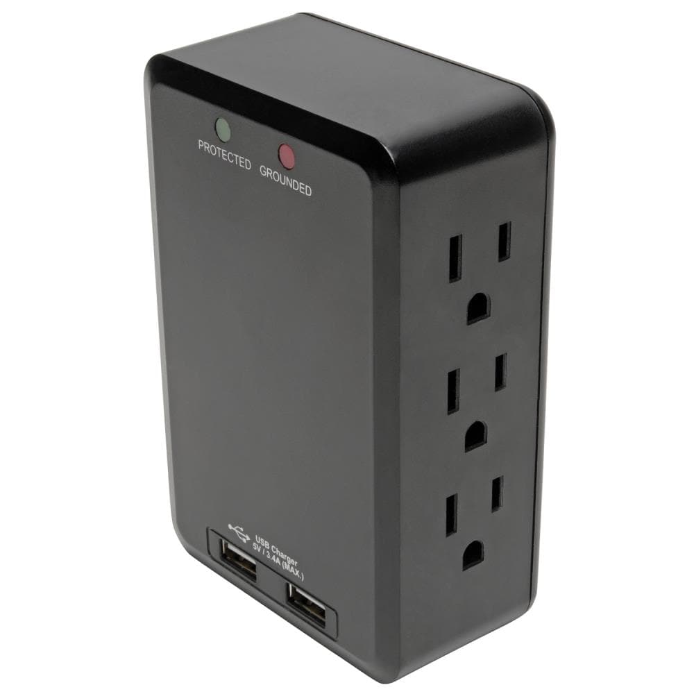 Tripp Lite TLP6SLUSBB 6 -Outlet 1050 Joules 1800 -Watts Black Indoor Various receptacles Surge Protector