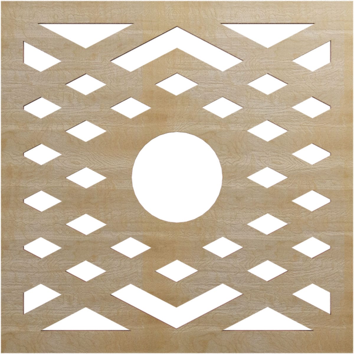 Ekena Millwork CMWP16X16X0375CHHI Chevron Fretwork Pierced 16-in W x 16-in L Architectural Hickory Wood Whole Ceiling Medallion