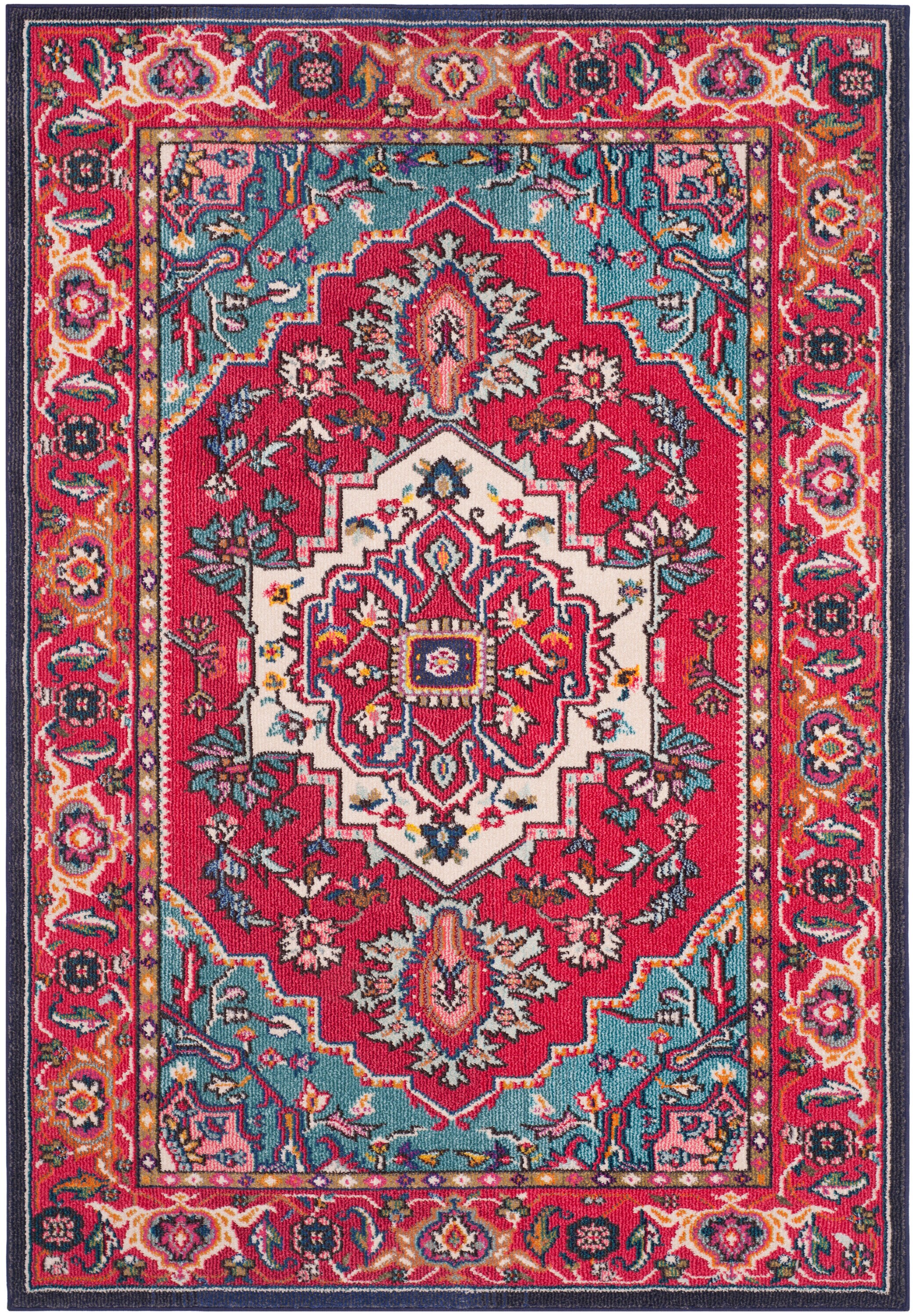 Safavieh Monaco Heritage 5 X 8 Red/Turquoise Indoor Distressed