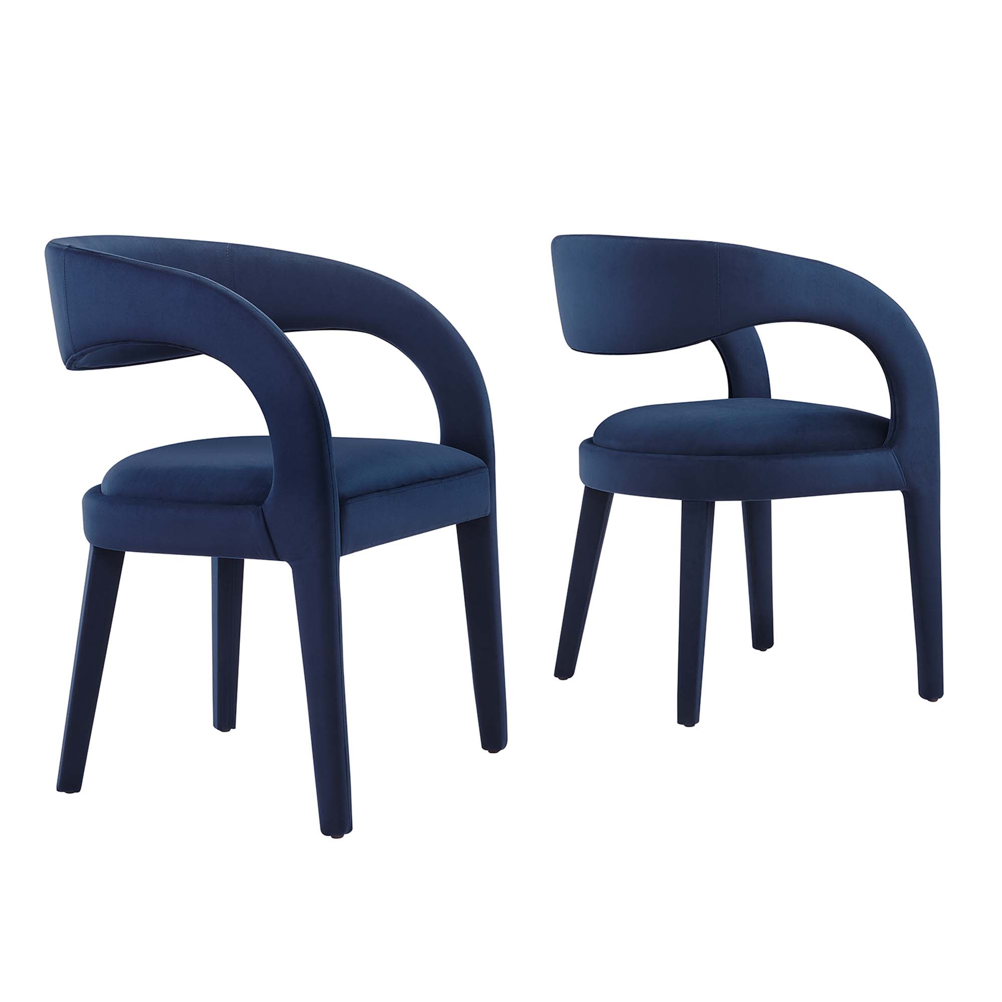  Pinnacle Performance Velvet Dining Chair Set of 2 in Midnight Blue
