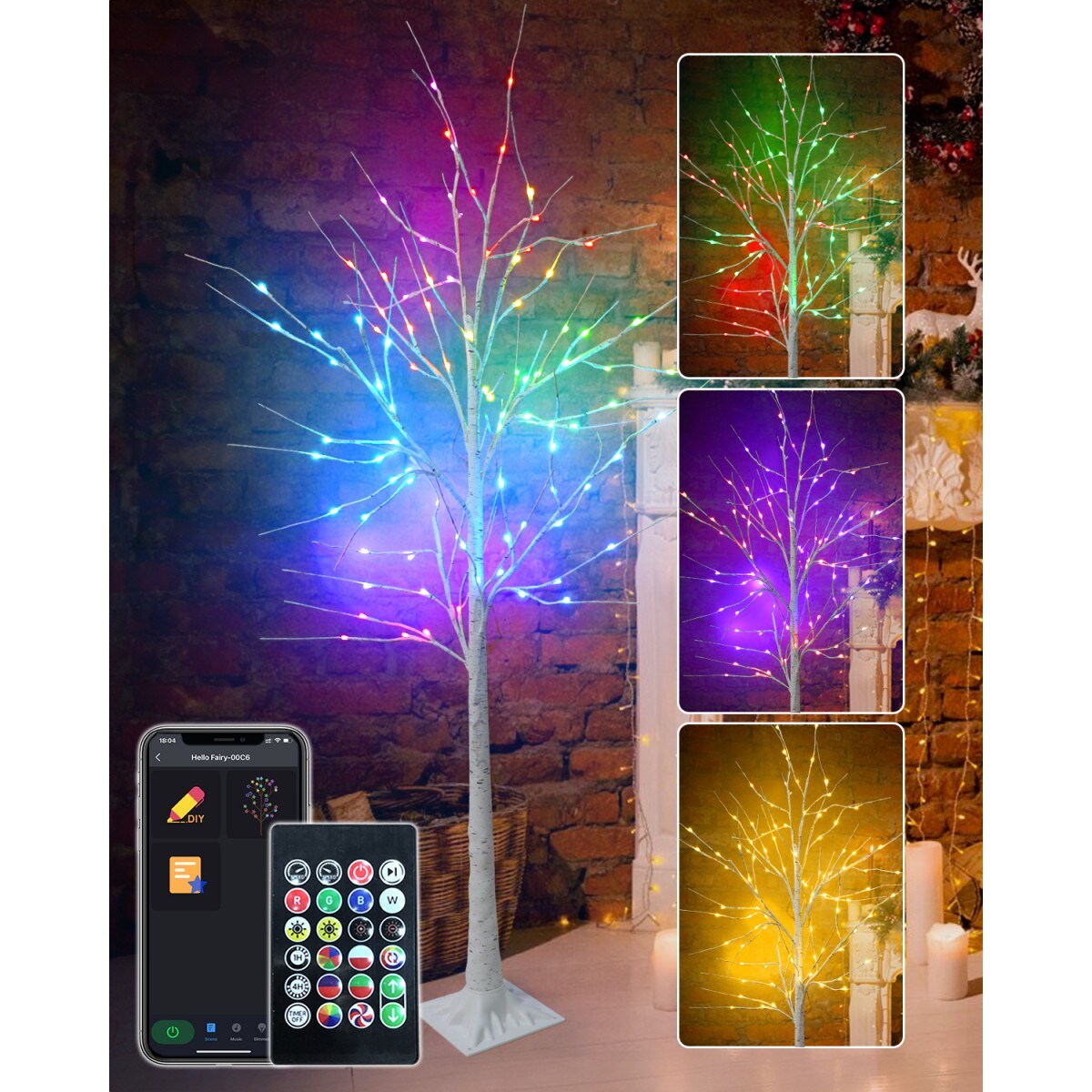Avatar Controls 6-Feet Oakmont spruce Pre-lit Slim White Artificial Christmas Tree with Color Changing LED Lights #6FTABSL70