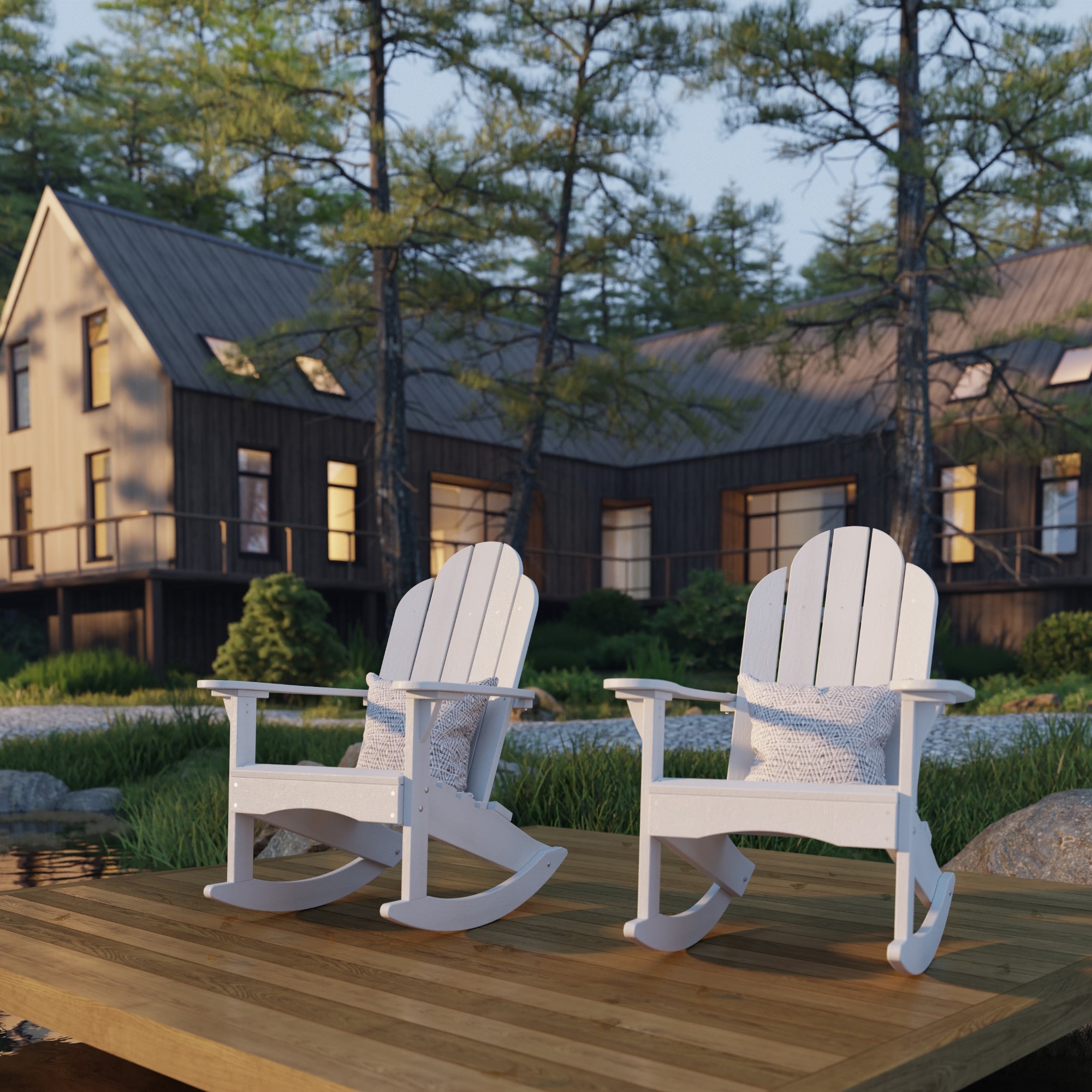 White Poly Lumber Classic Adirondack Rocking Chair