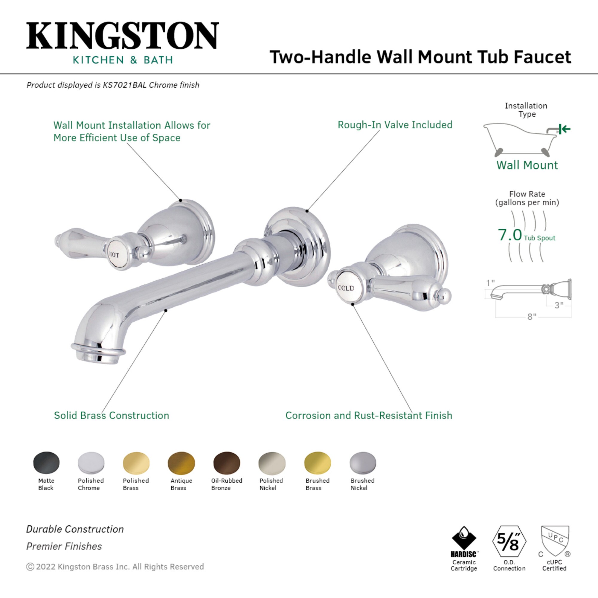 Kingston Brass WLKS7027BAL Roman-Tub-Faucets - View #3